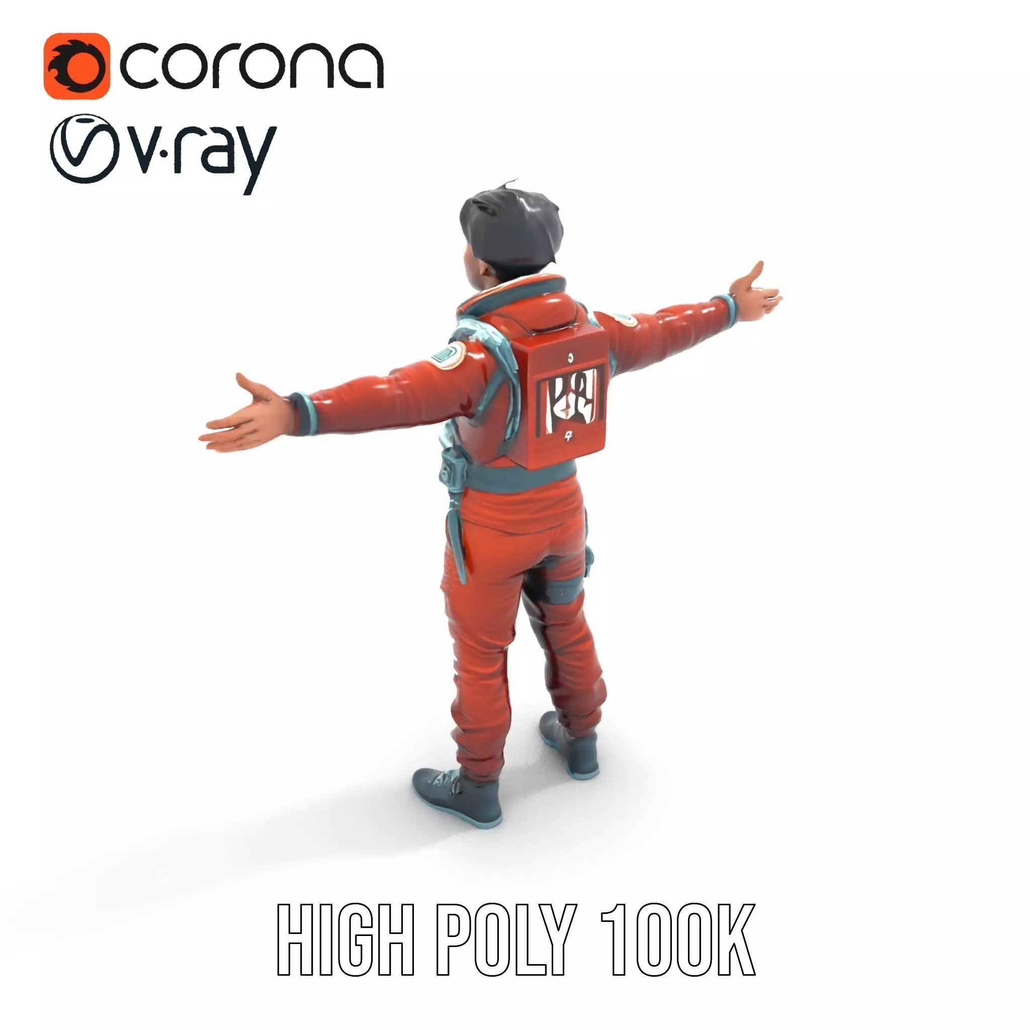 Red Space Suit model pack Low-poly 3D model_16