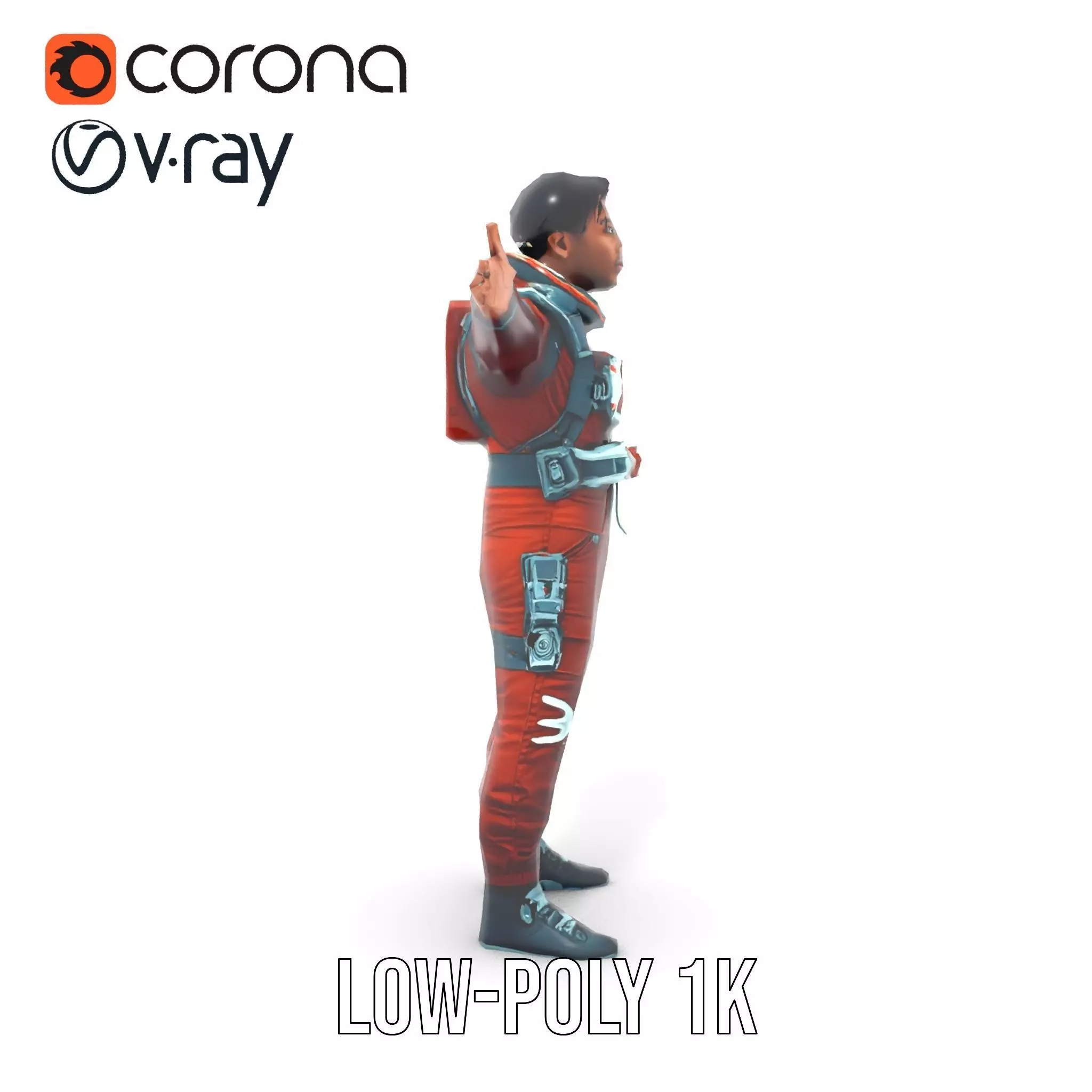 Red Space Suit model pack Low-poly 3D model_8