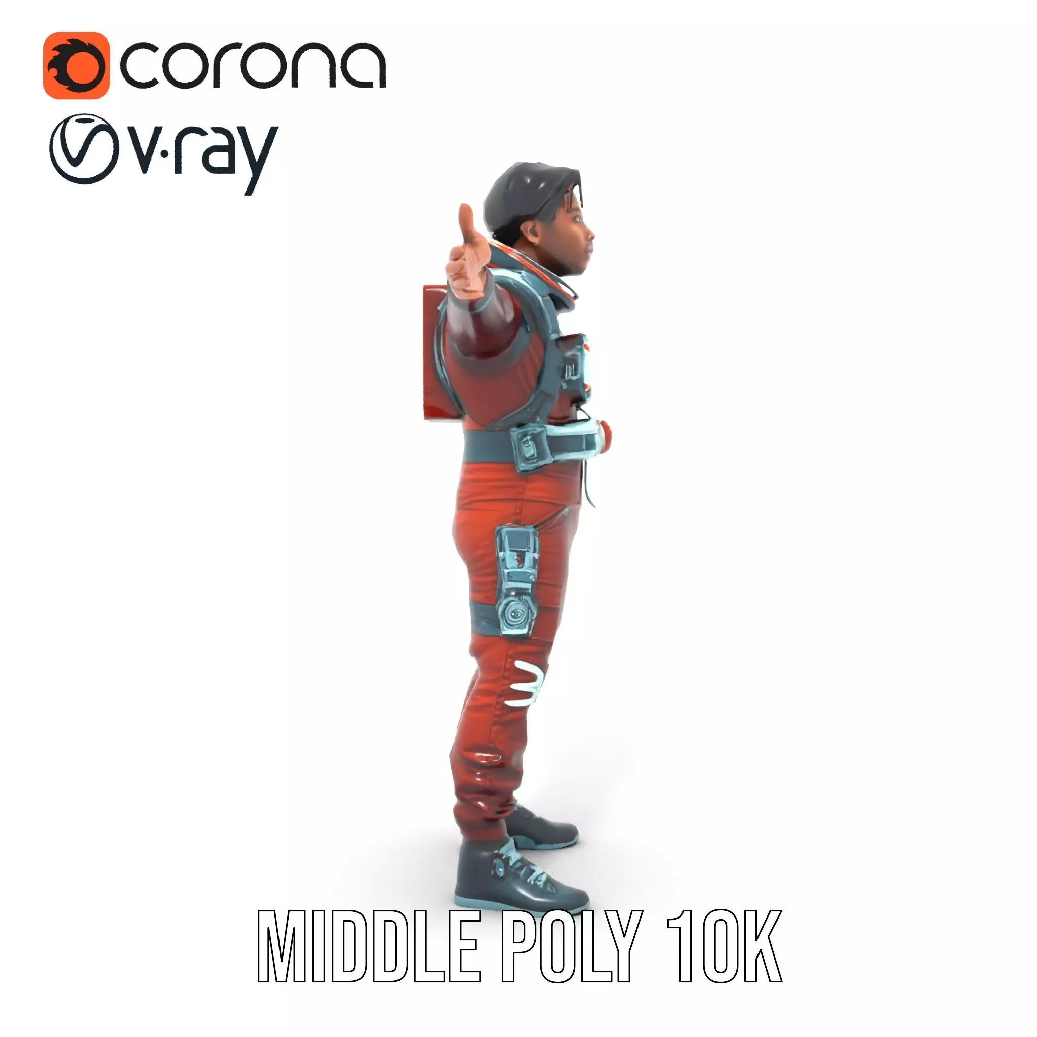 Red Space Suit model pack Low-poly 3D model_28