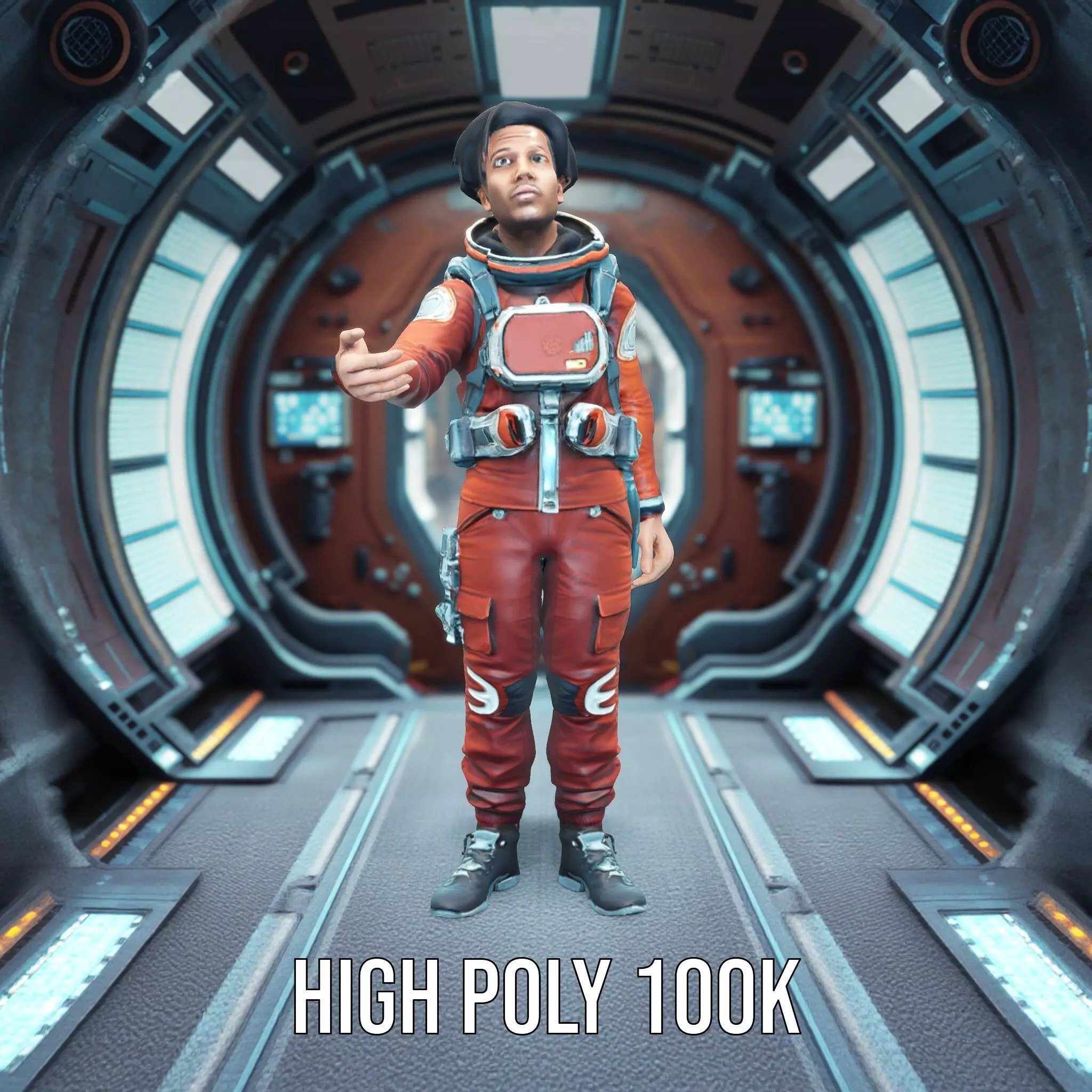 Red Space Suit model pack Low-poly 3D model_9