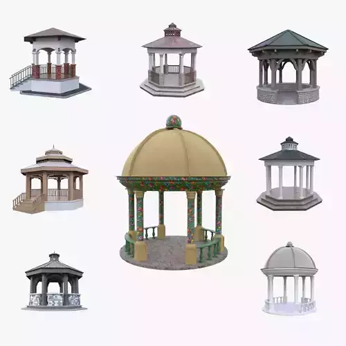 8 Garden Gazebo Pavilions Collection PBR