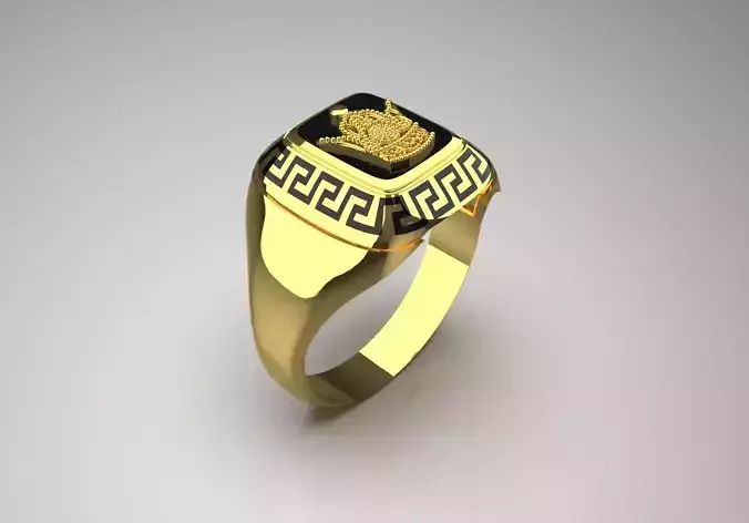 Mens Ring of the Crown of Iran Golden Meander mr0062