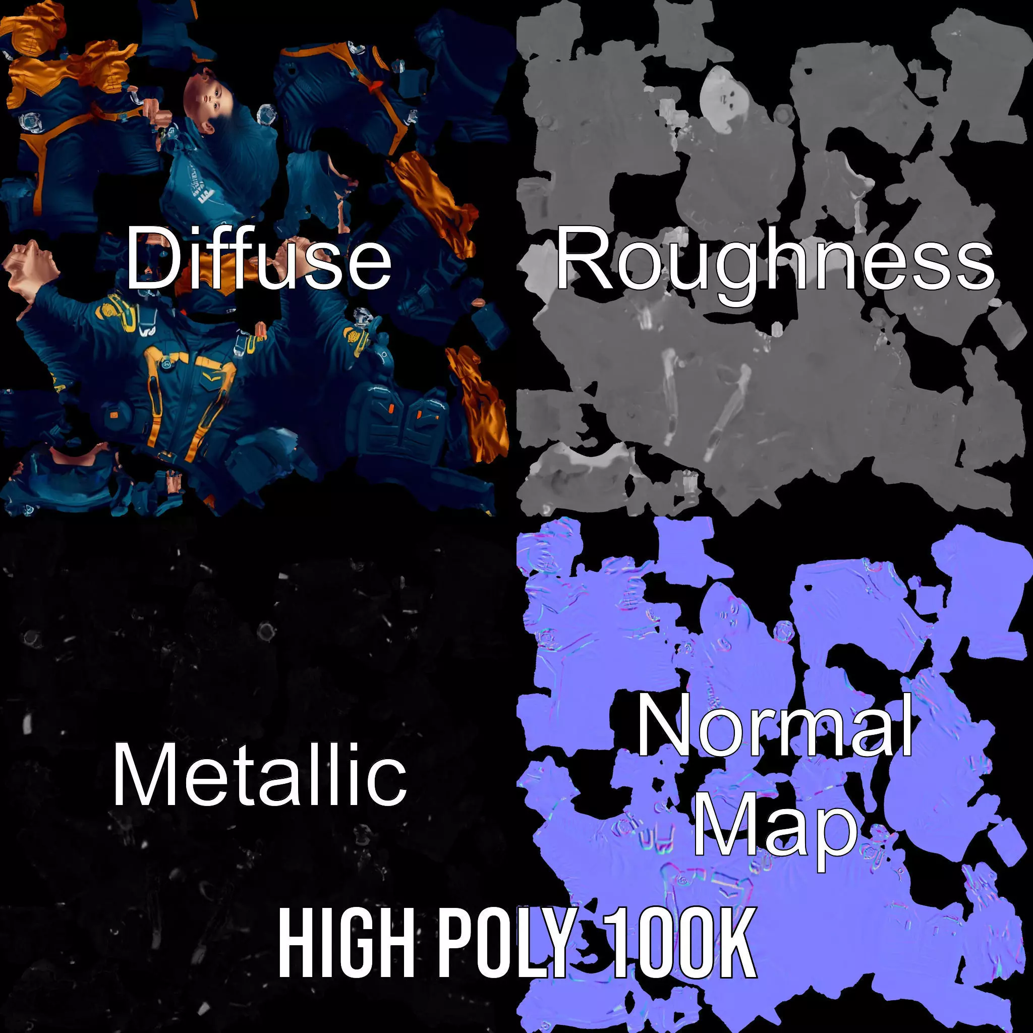 Orange Space Suit model pack Low-poly 3D model_3