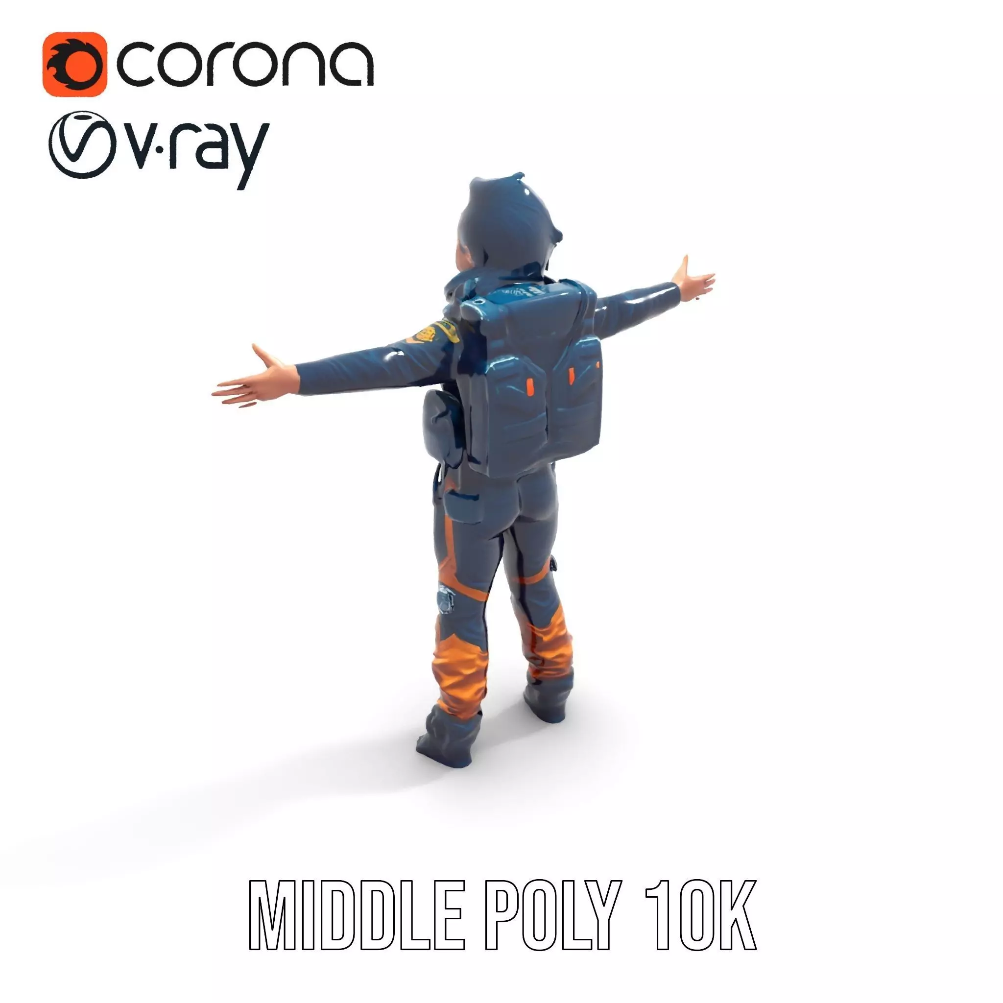 Orange Space Suit model pack Low-poly 3D model_6