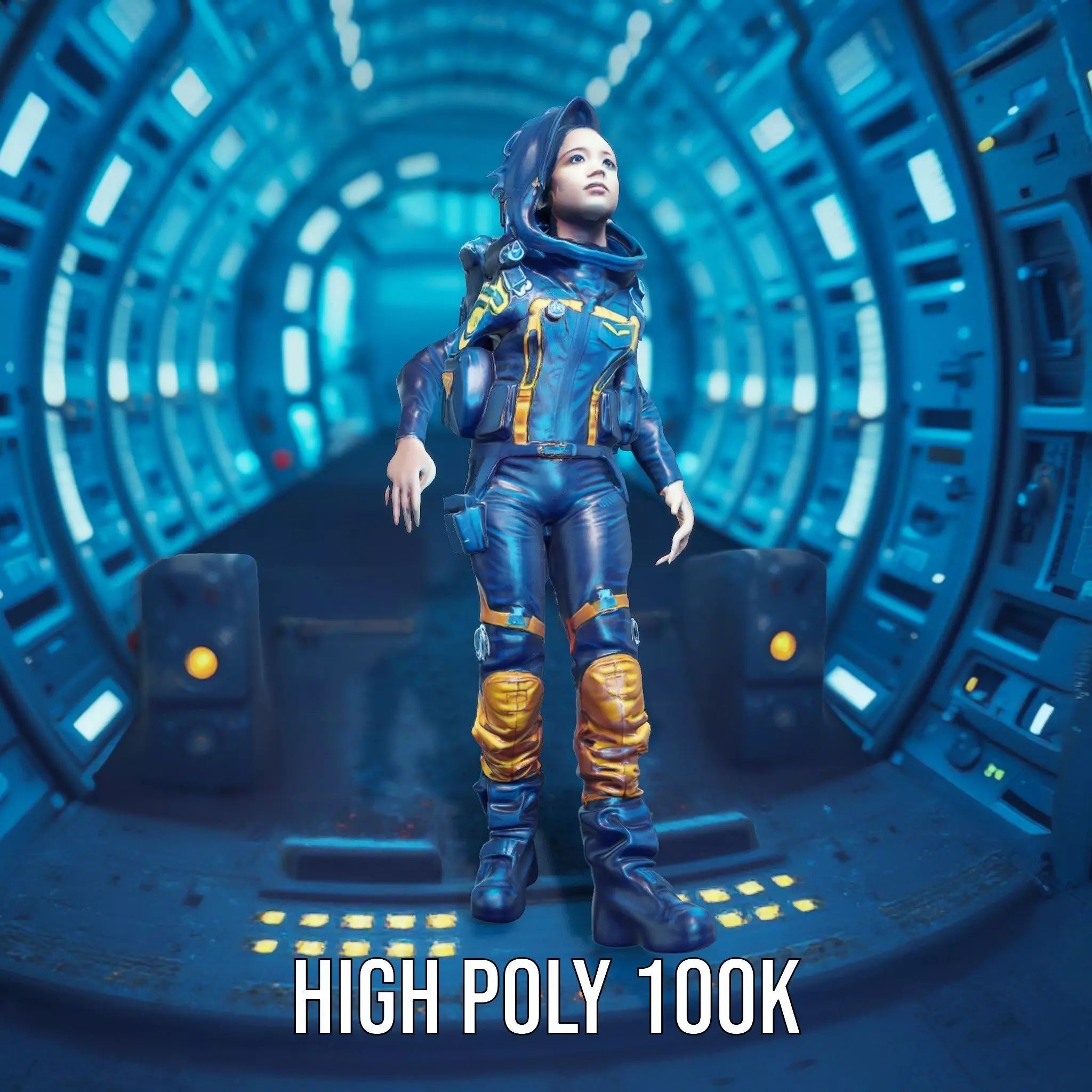 Orange Space Suit model pack Low-poly 3D model_10