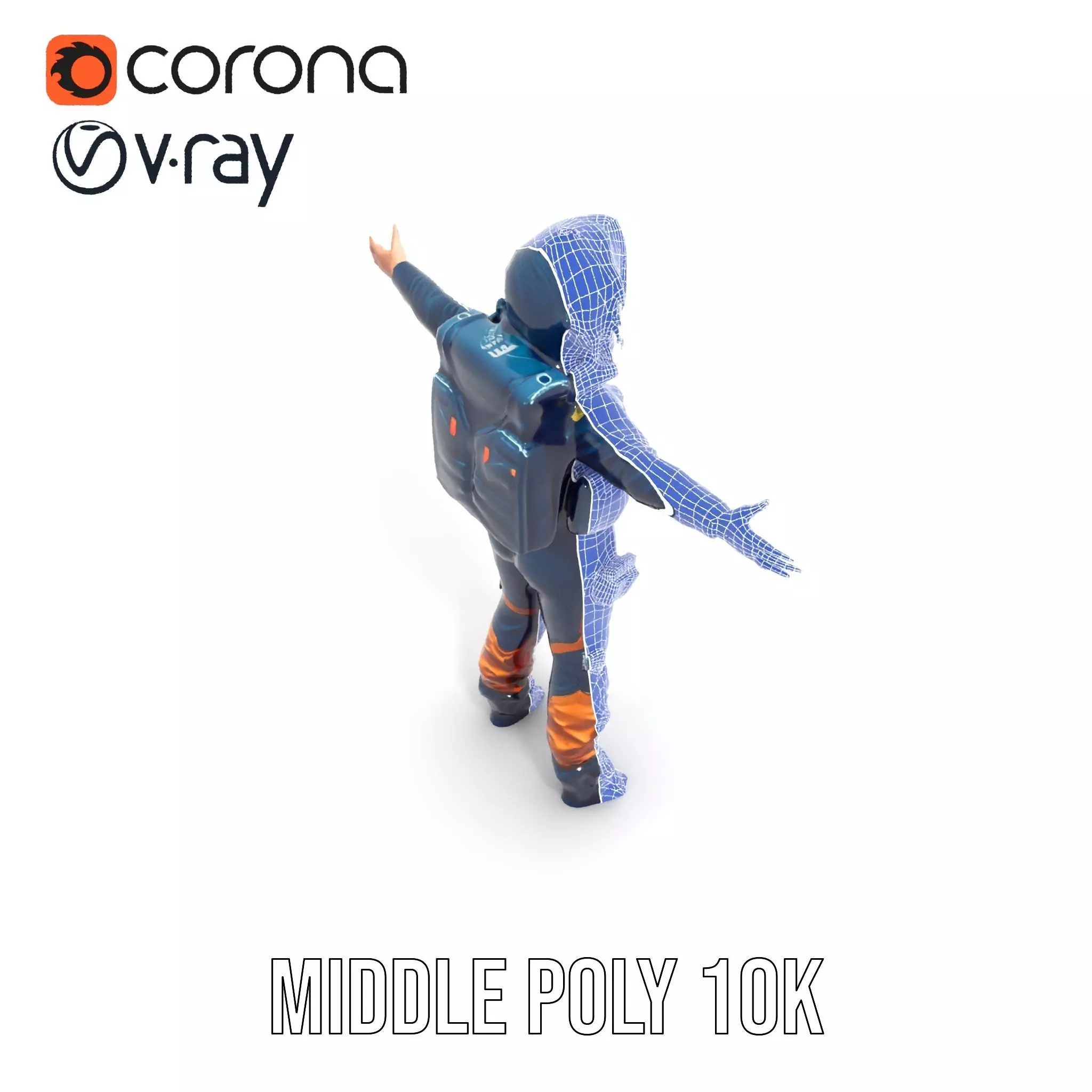 Orange Space Suit model pack Low-poly 3D model_5