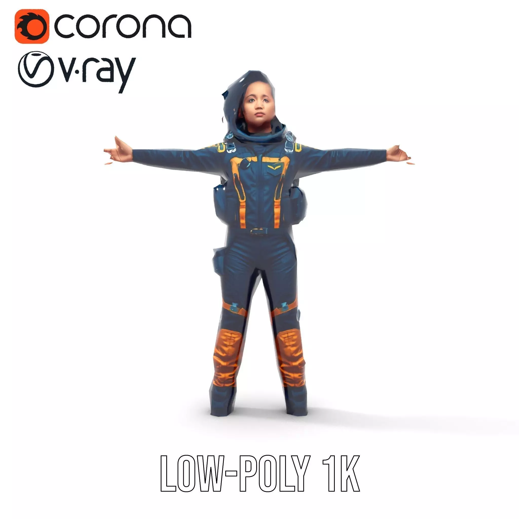 Orange Space Suit model pack Low-poly 3D model_9