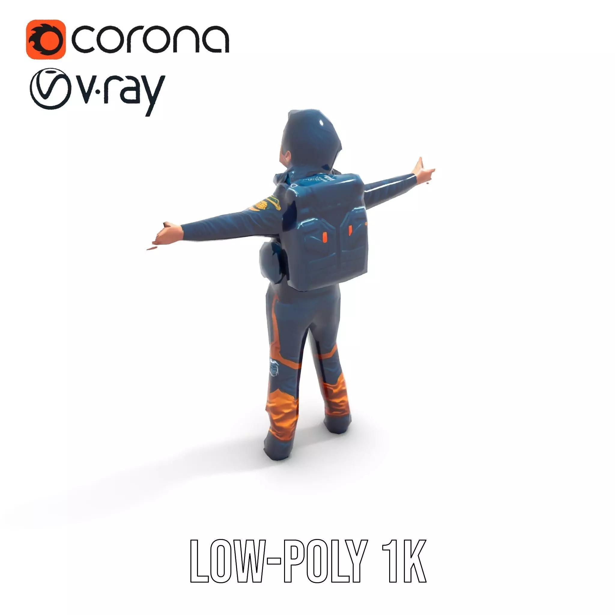 Orange Space Suit model pack Low-poly 3D model_7