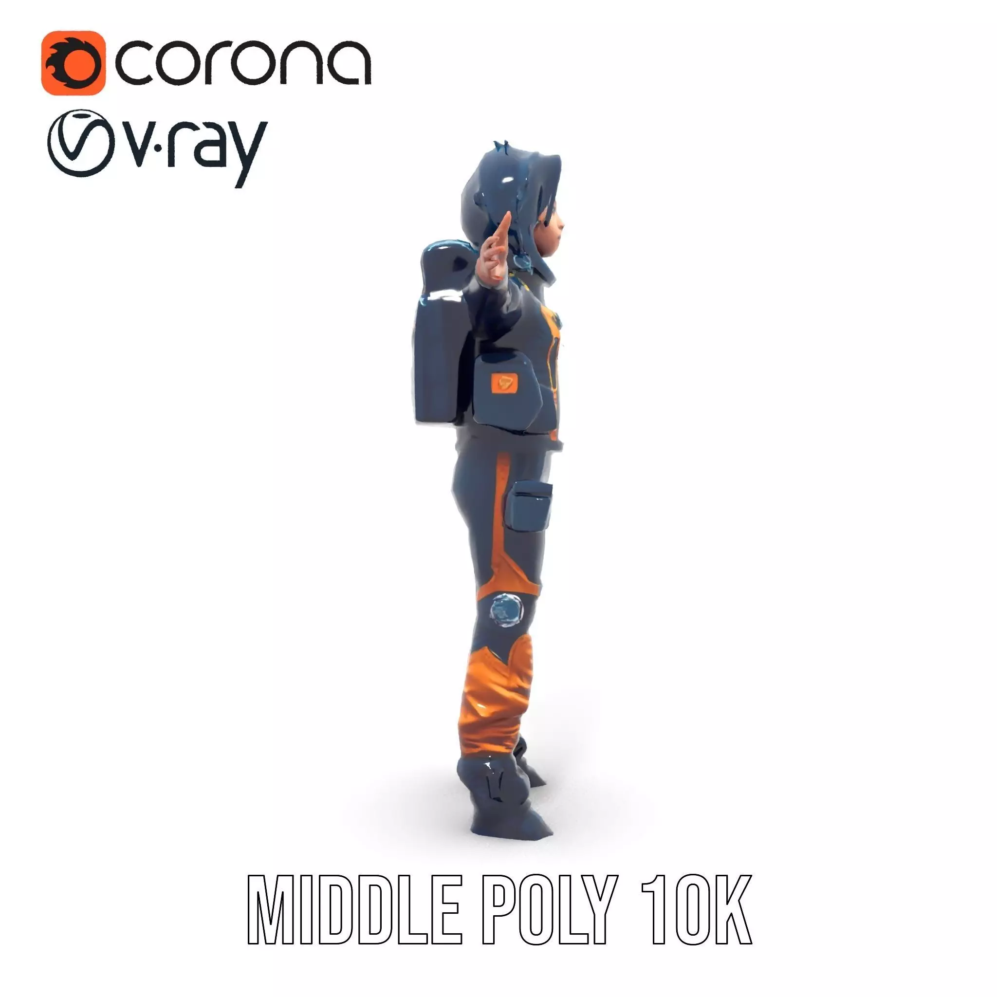 Orange Space Suit model pack Low-poly 3D model_14