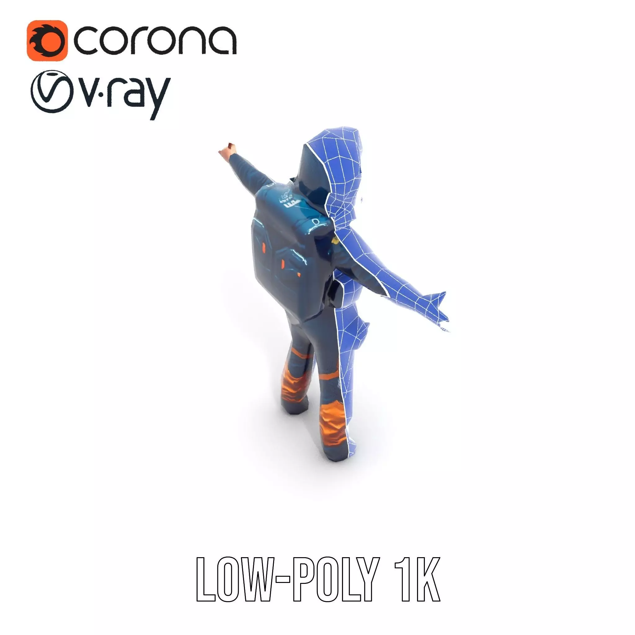 Orange Space Suit model pack Low-poly 3D model_12
