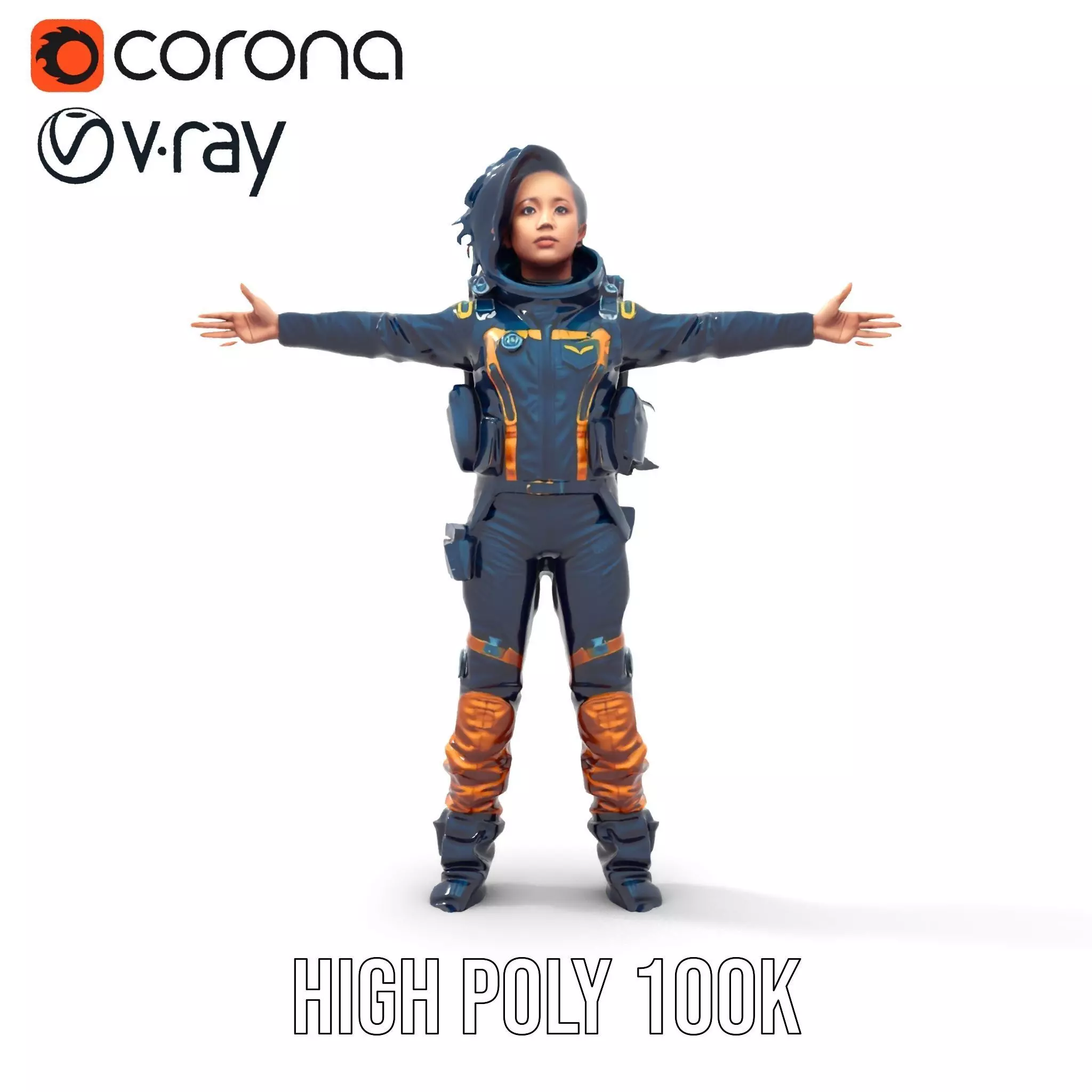 Orange Space Suit model pack Low-poly 3D model_30