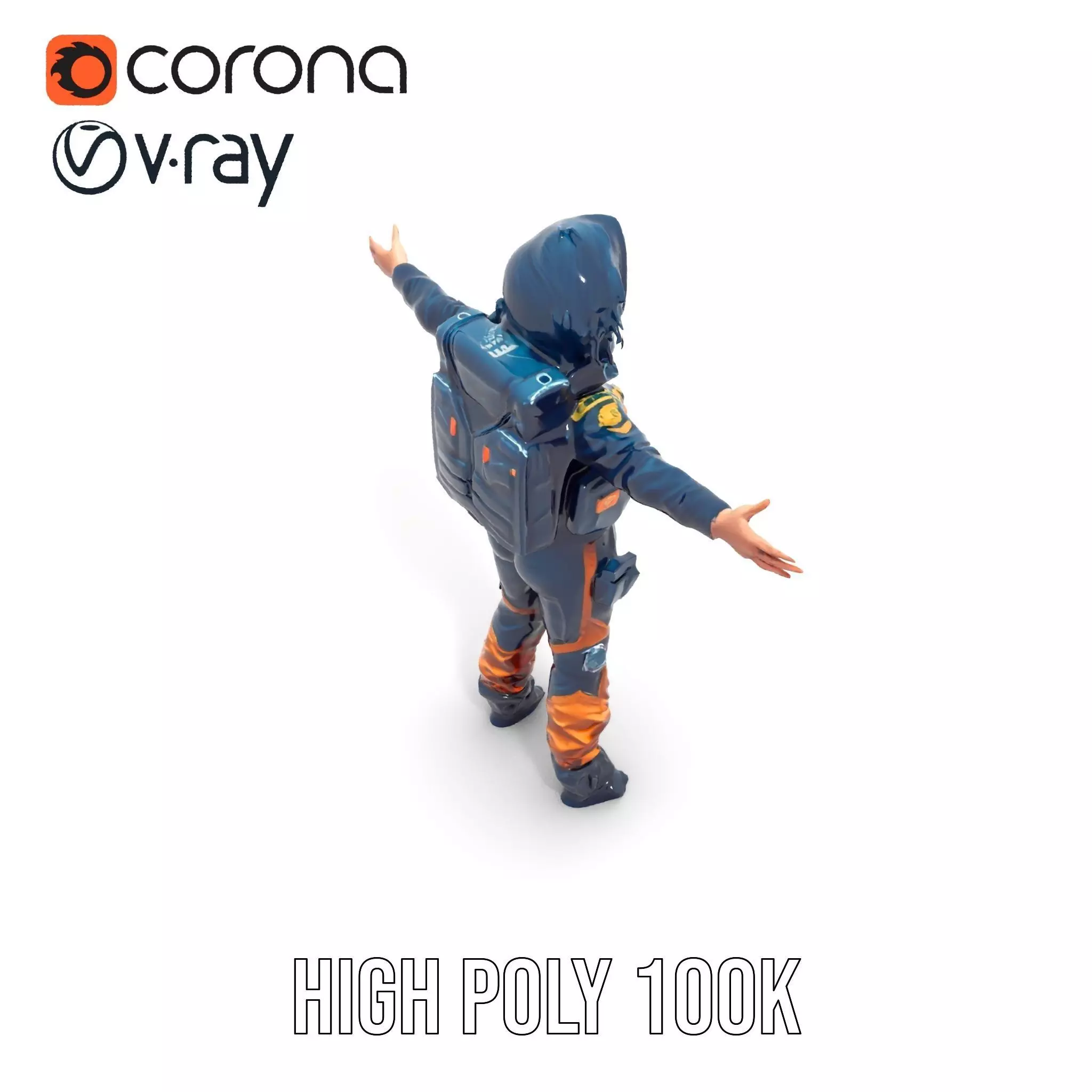 Orange Space Suit model pack Low-poly 3D model_18