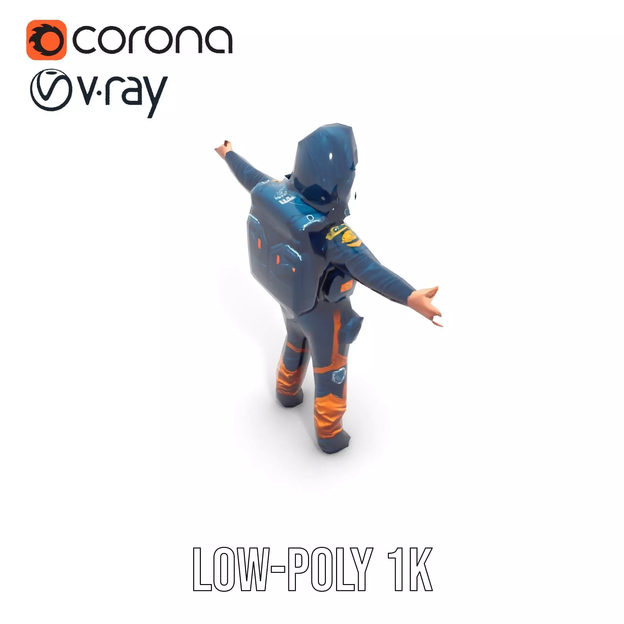 Orange Space Suit model pack Low-poly 3D model_32