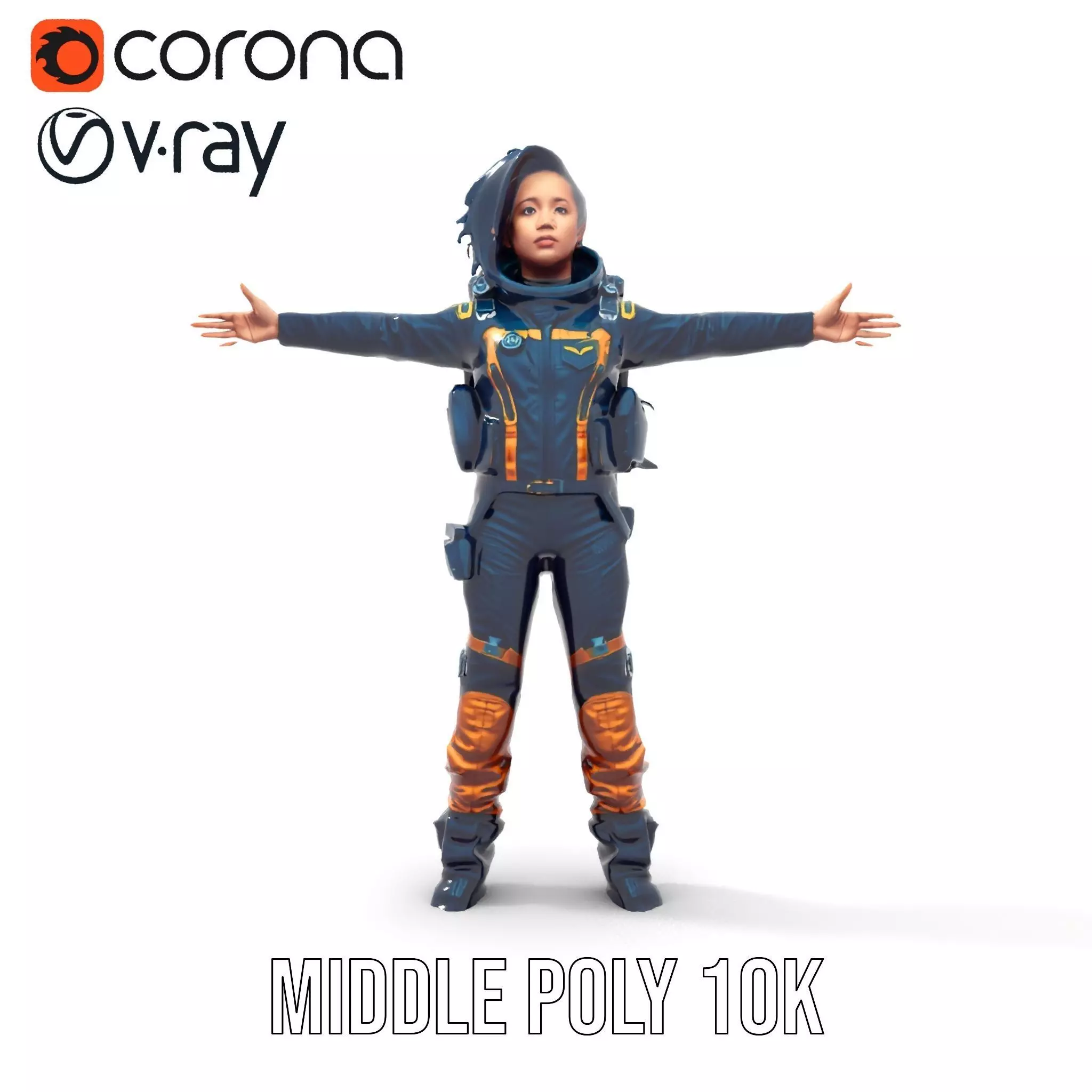 Orange Space Suit model pack Low-poly 3D model_11