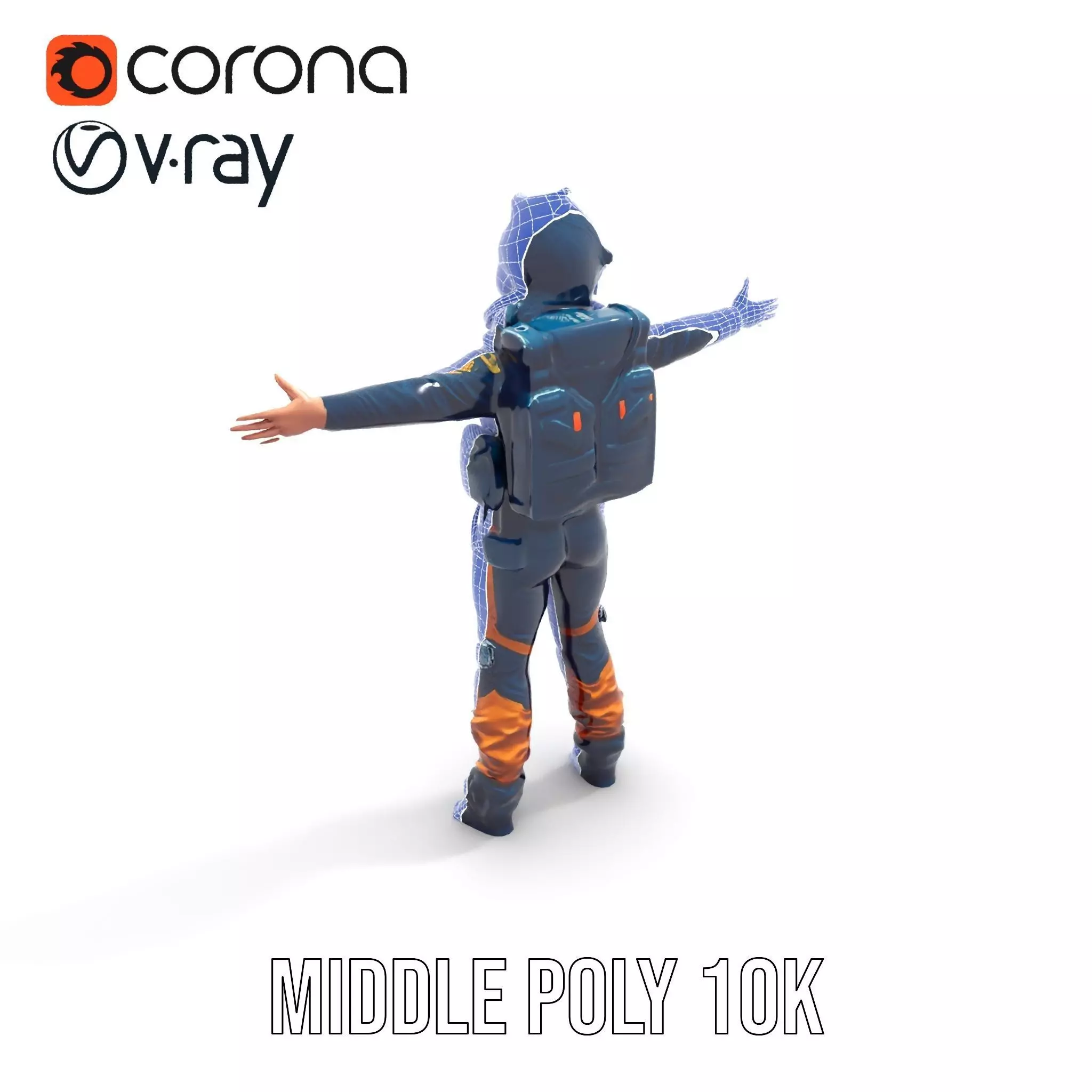 Orange Space Suit model pack Low-poly 3D model_25