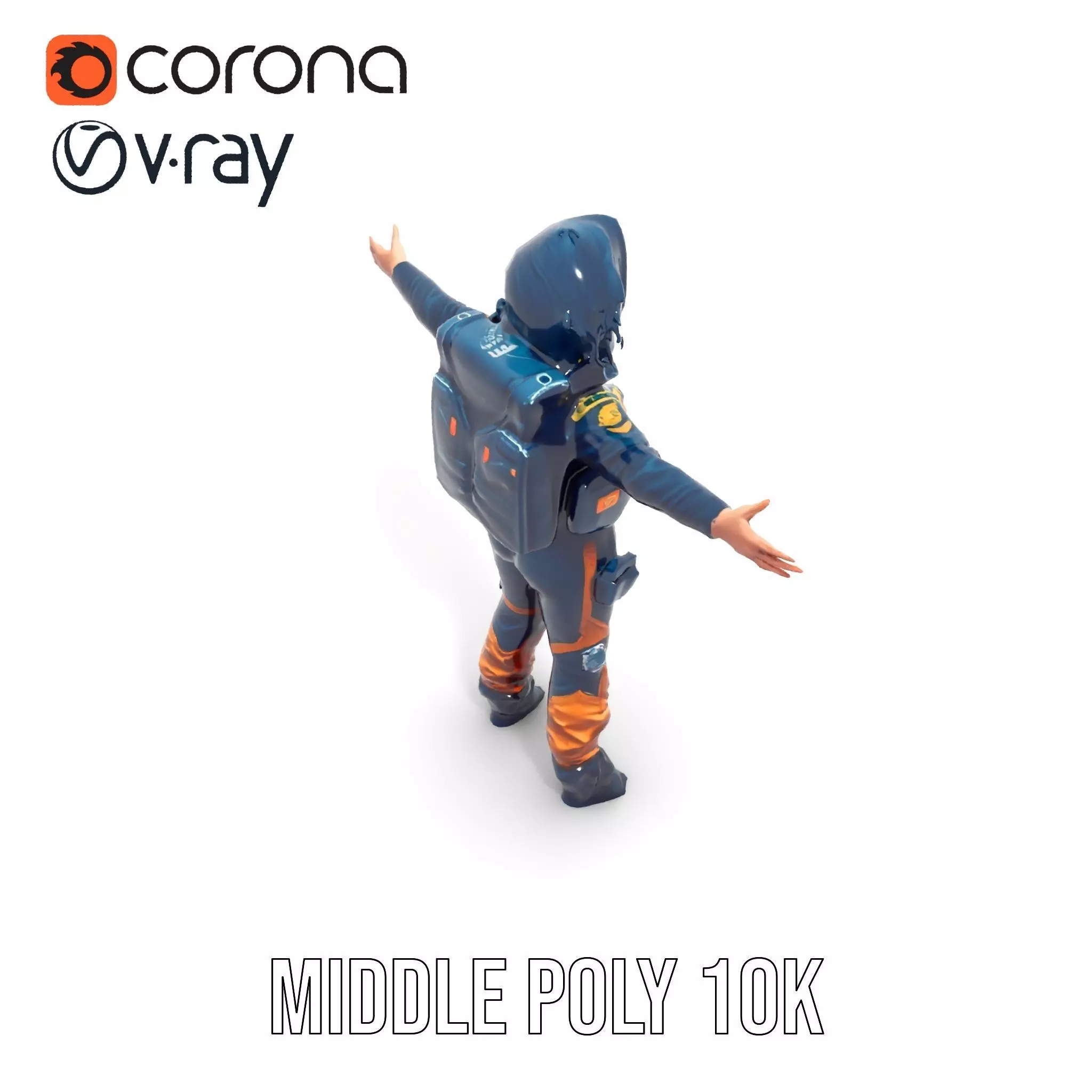 Orange Space Suit model pack Low-poly 3D model_16
