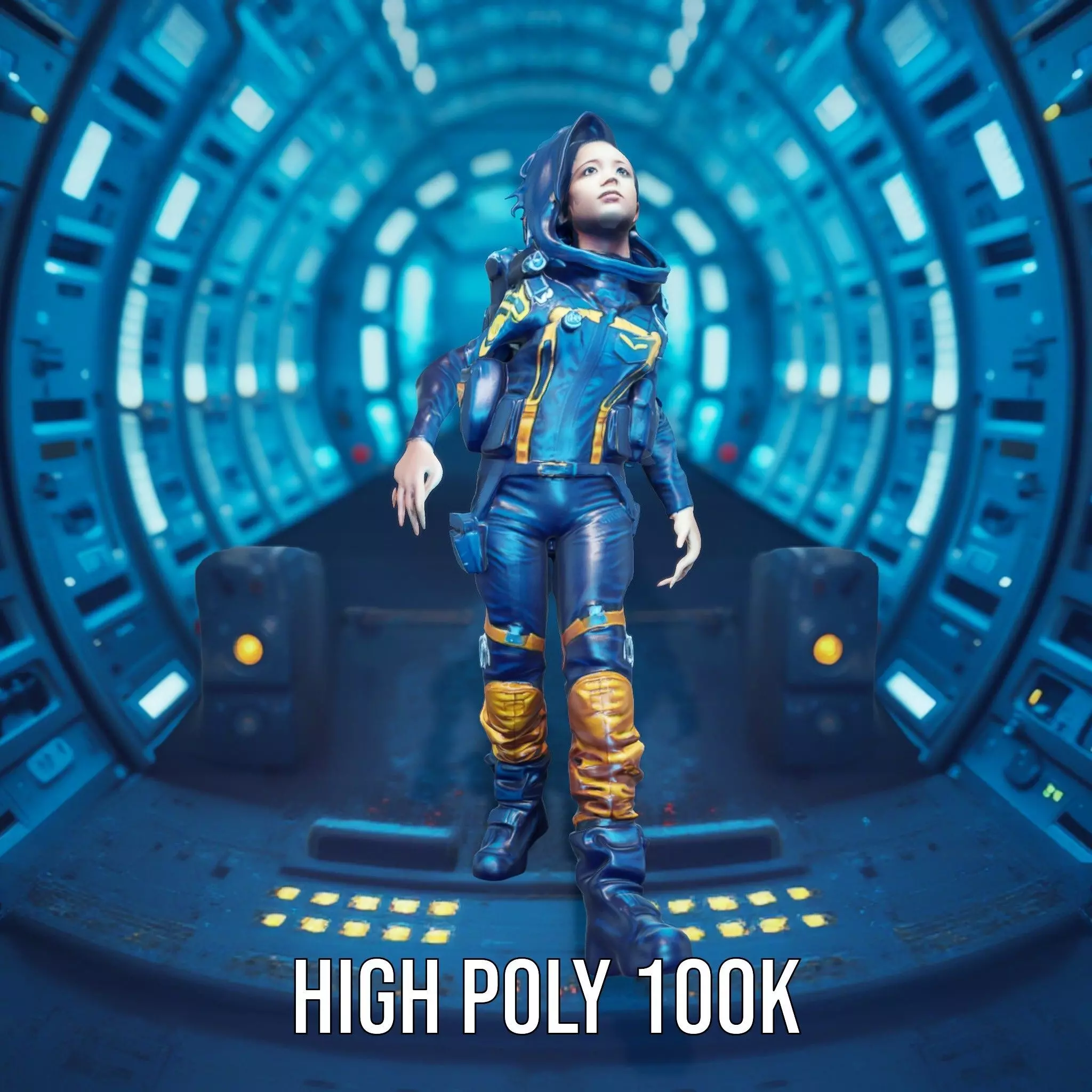 Orange Space Suit model pack Low-poly 3D model_8