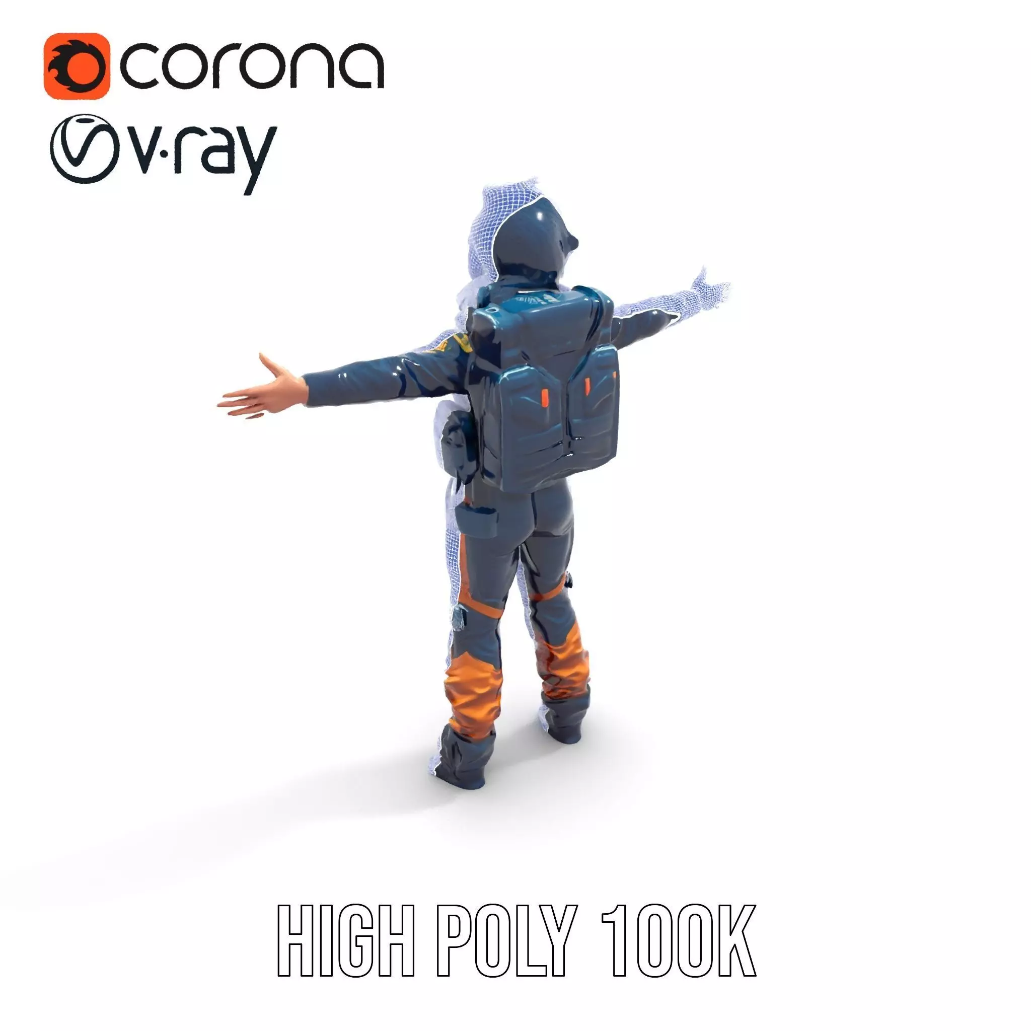 Orange Space Suit model pack Low-poly 3D model_34
