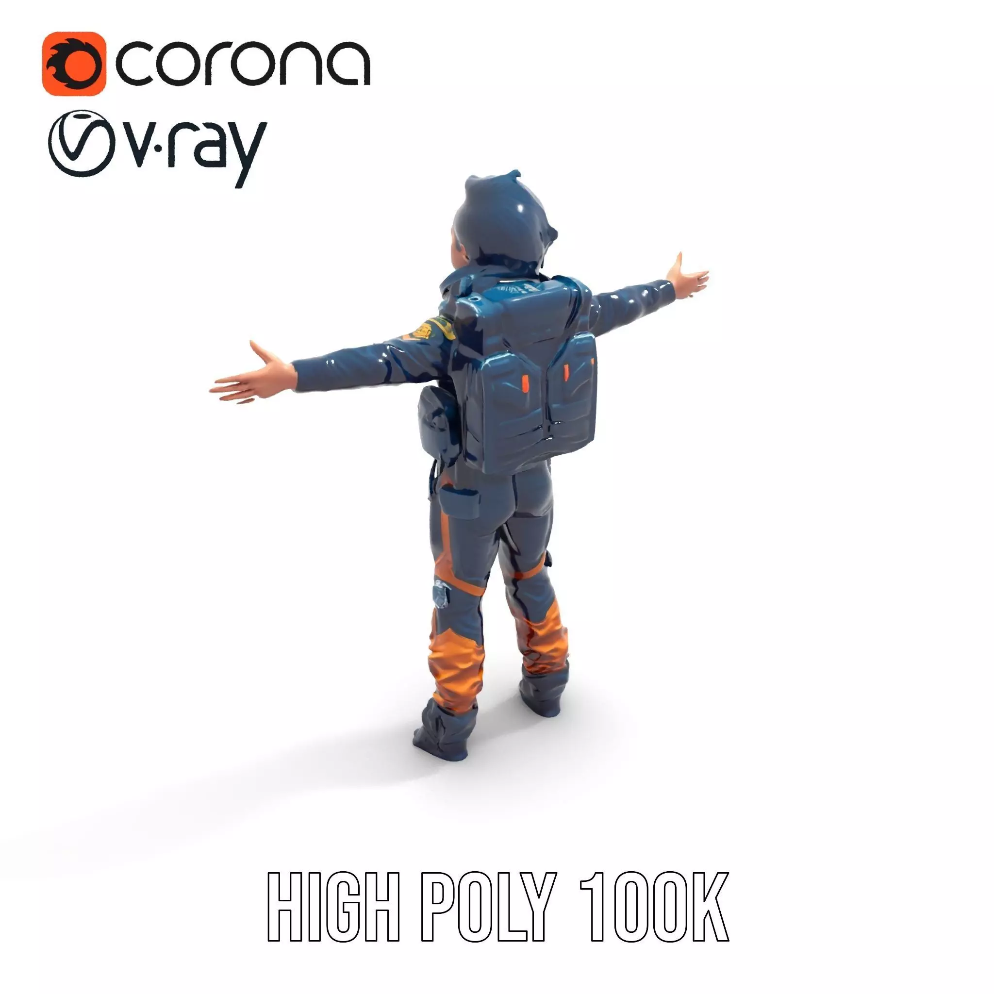 Orange Space Suit model pack Low-poly 3D model_13