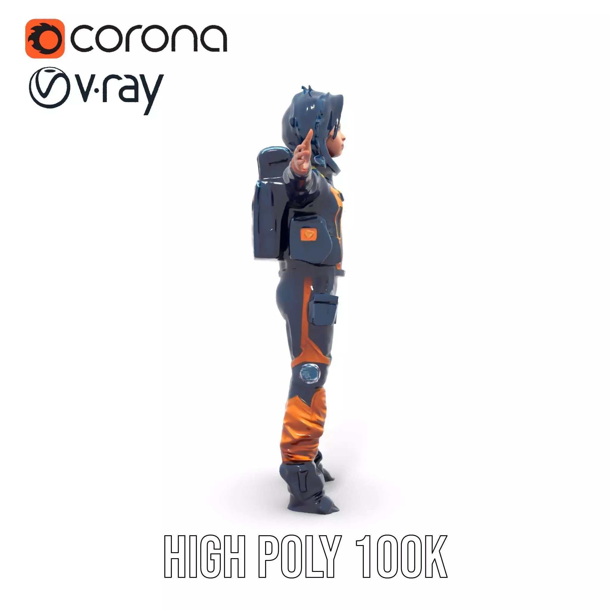 Orange Space Suit model pack Low-poly 3D model_27