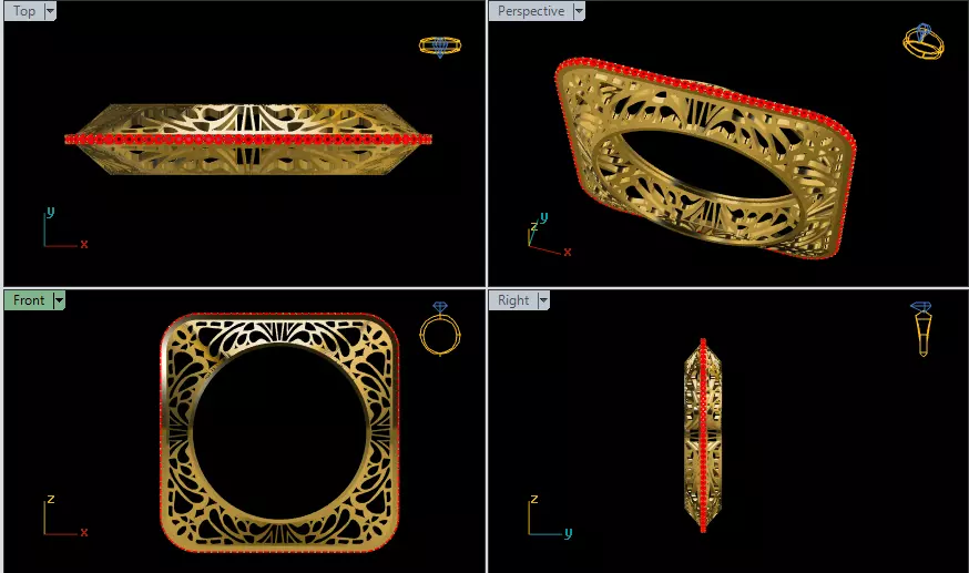 High-Detail Ornate Gold bracelet 3D Model 3D print model_2