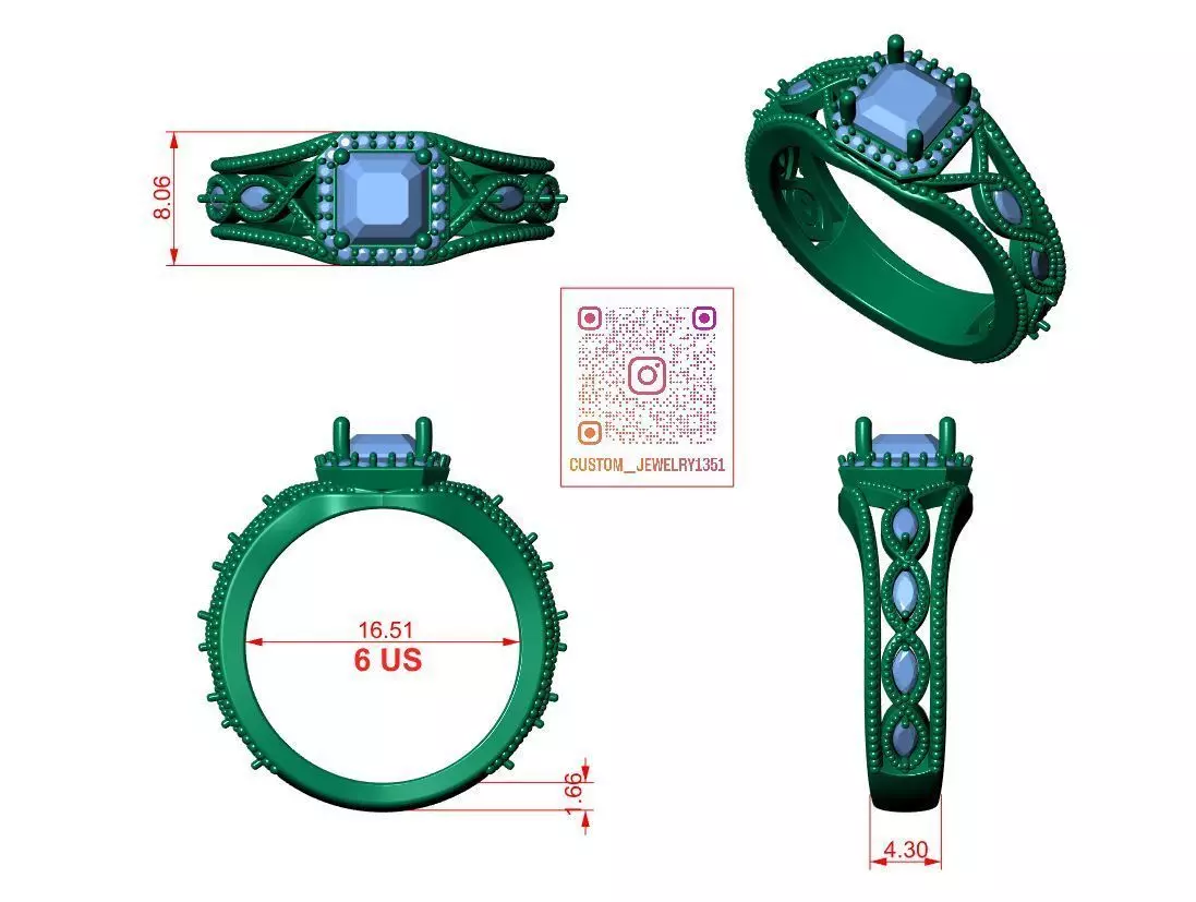 Engagement Ring 3D print model_10