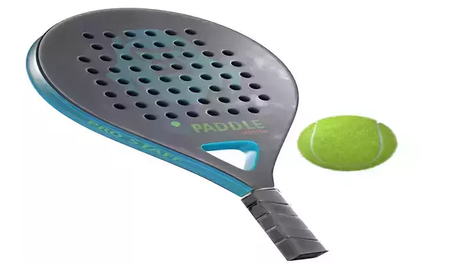 Paddle Tennis Racket and Tennis ball Low-poly 3D model