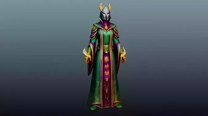 Sci-fi female magician character KM-15