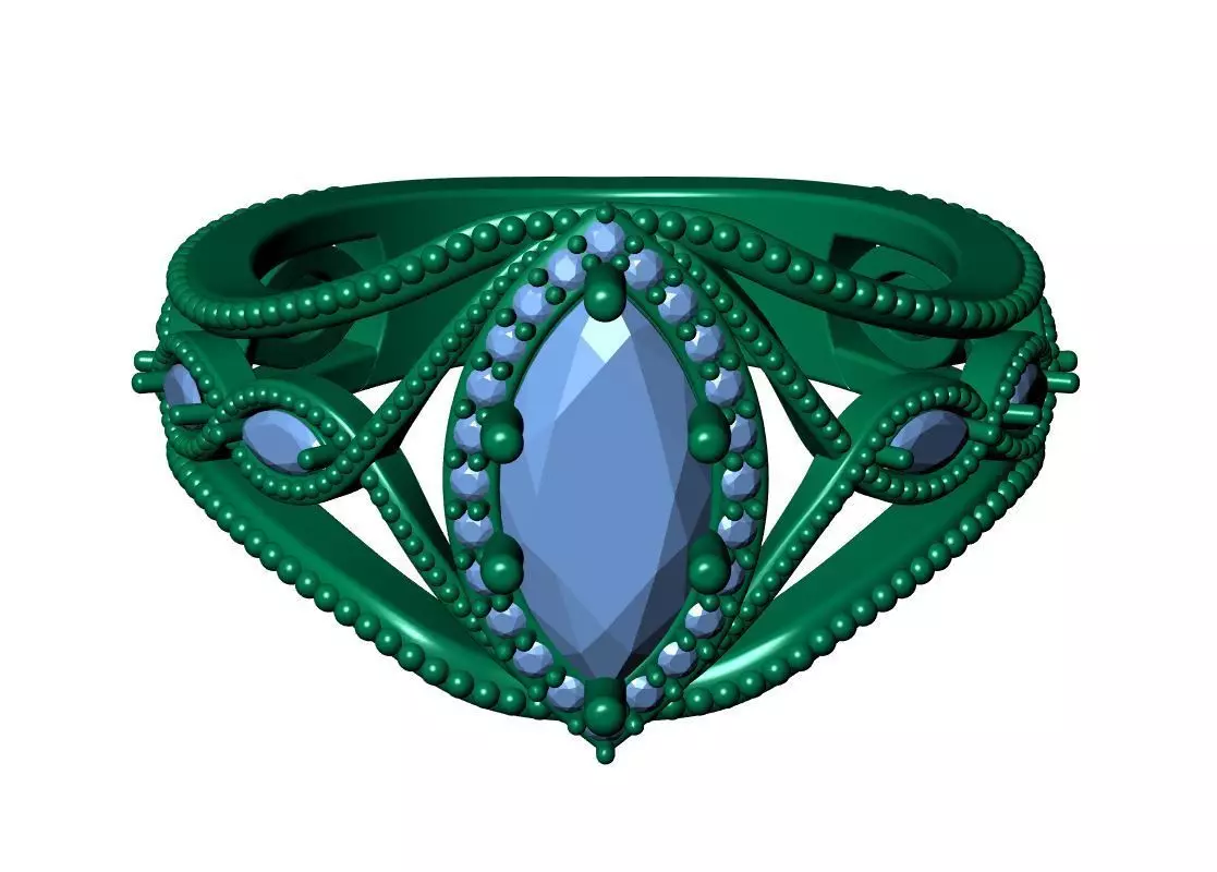 Marquise Engagement Ring 3D print model_10