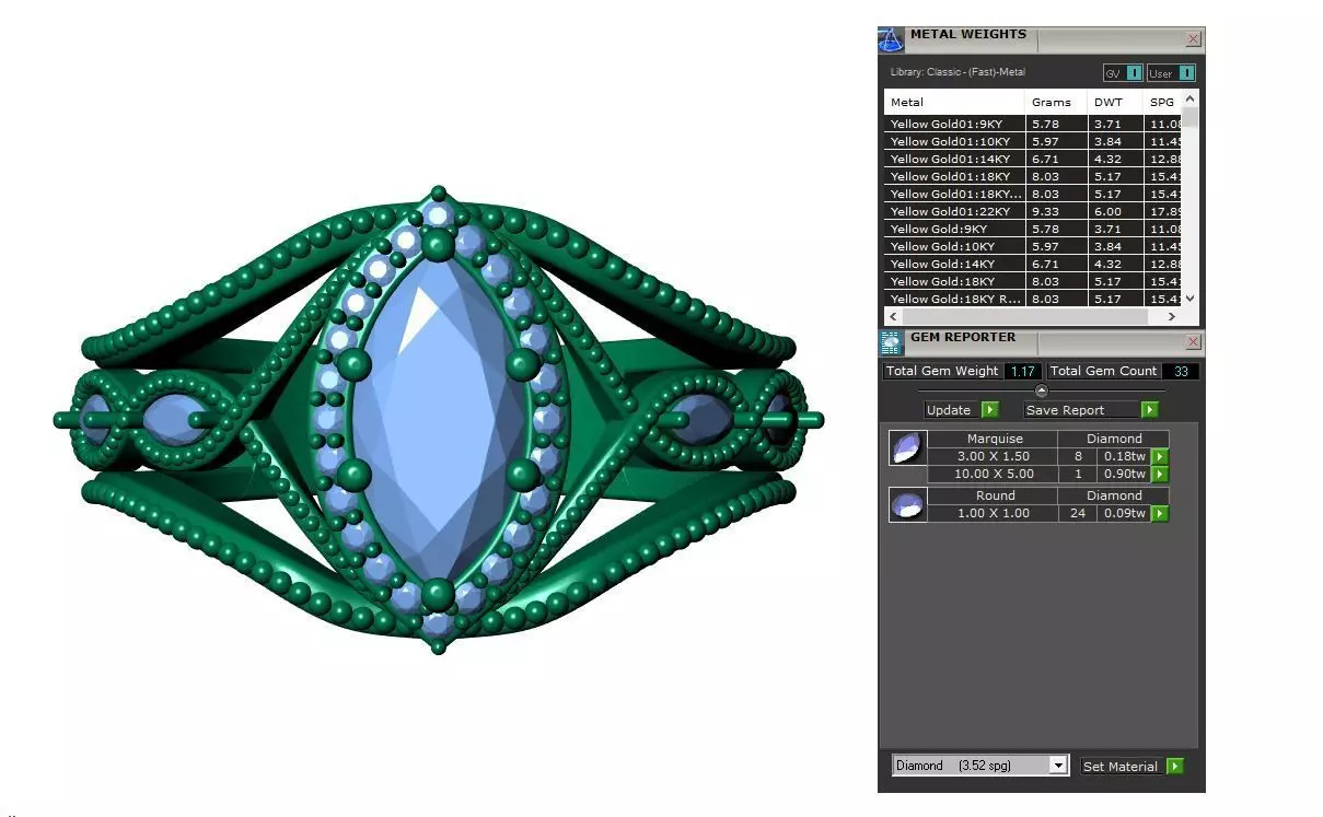 Marquise Engagement Ring 3D print model_8