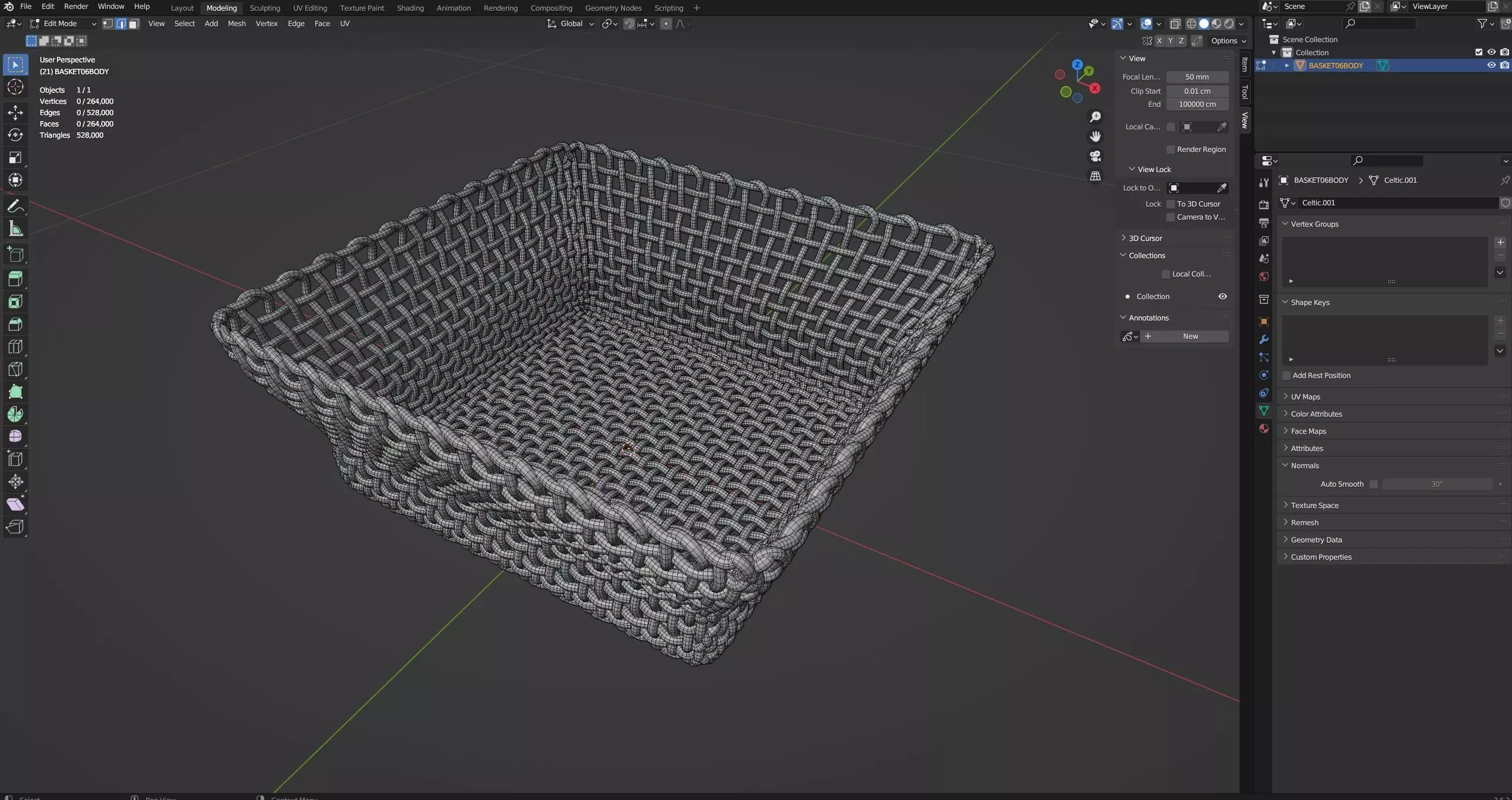 WICKER BASKET06 3D model_5