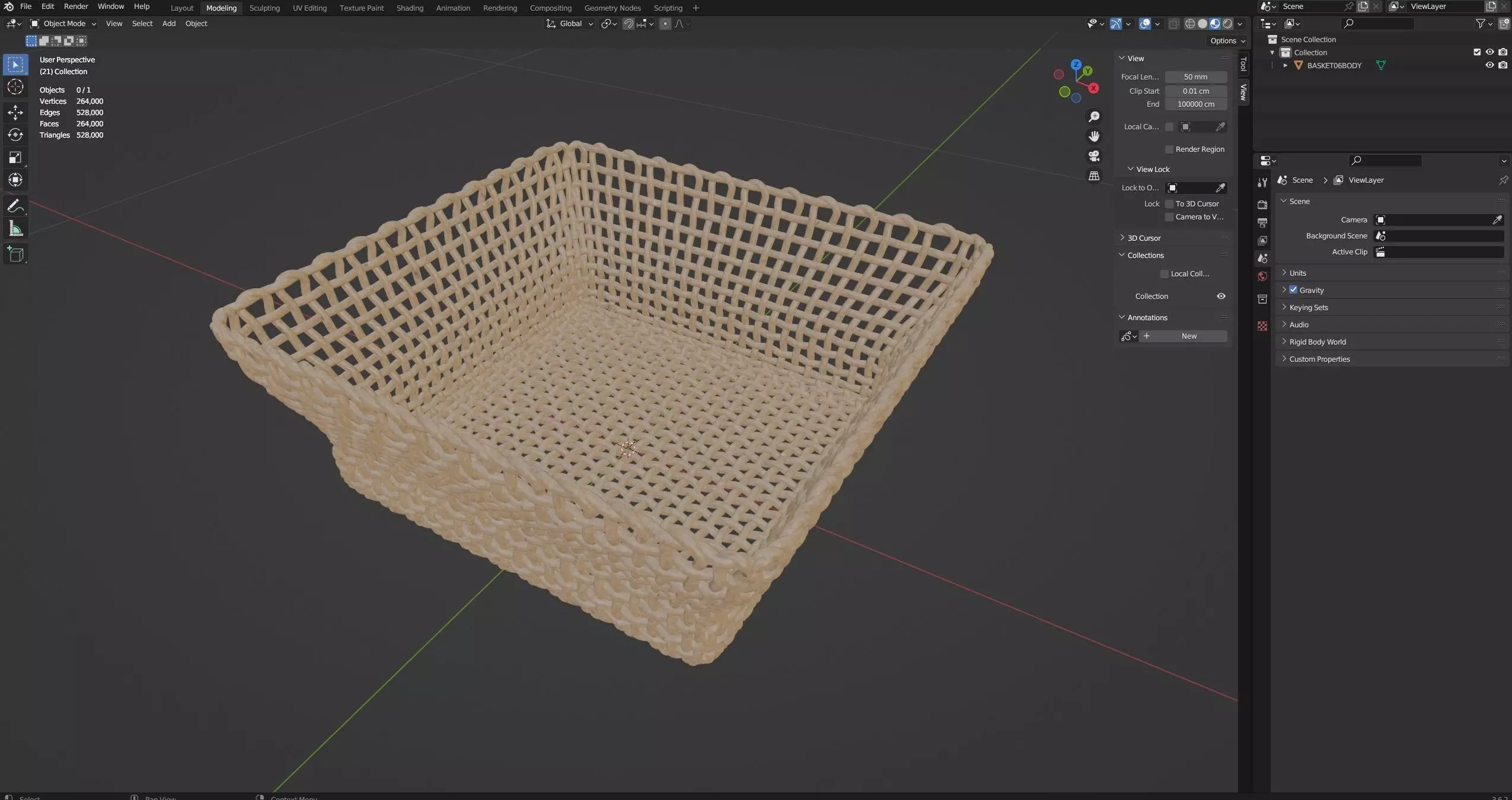 WICKER BASKET06 3D model_4