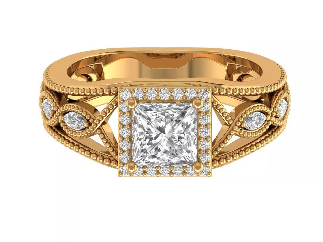 Princess Engagement Ring 3D print model