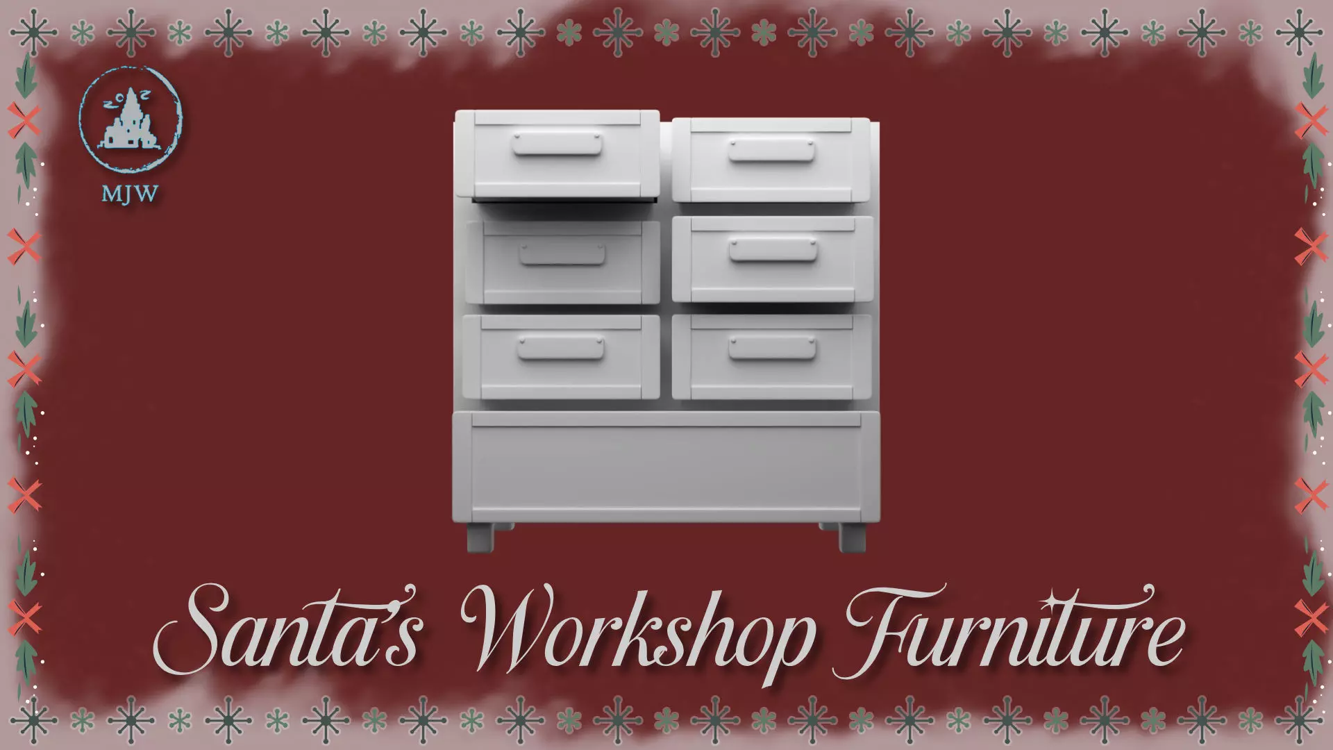 Santa Workshop Furniture Cabinets Tables Shelves and Windows 3D print model_3