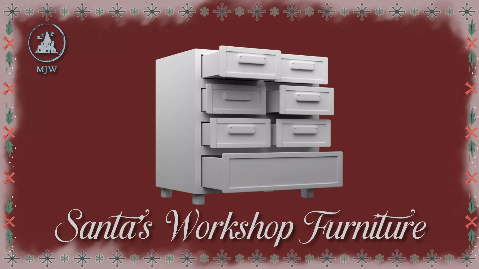 Santa Workshop Furniture Cabinets Tables Shelves and Windows 3D print model_5