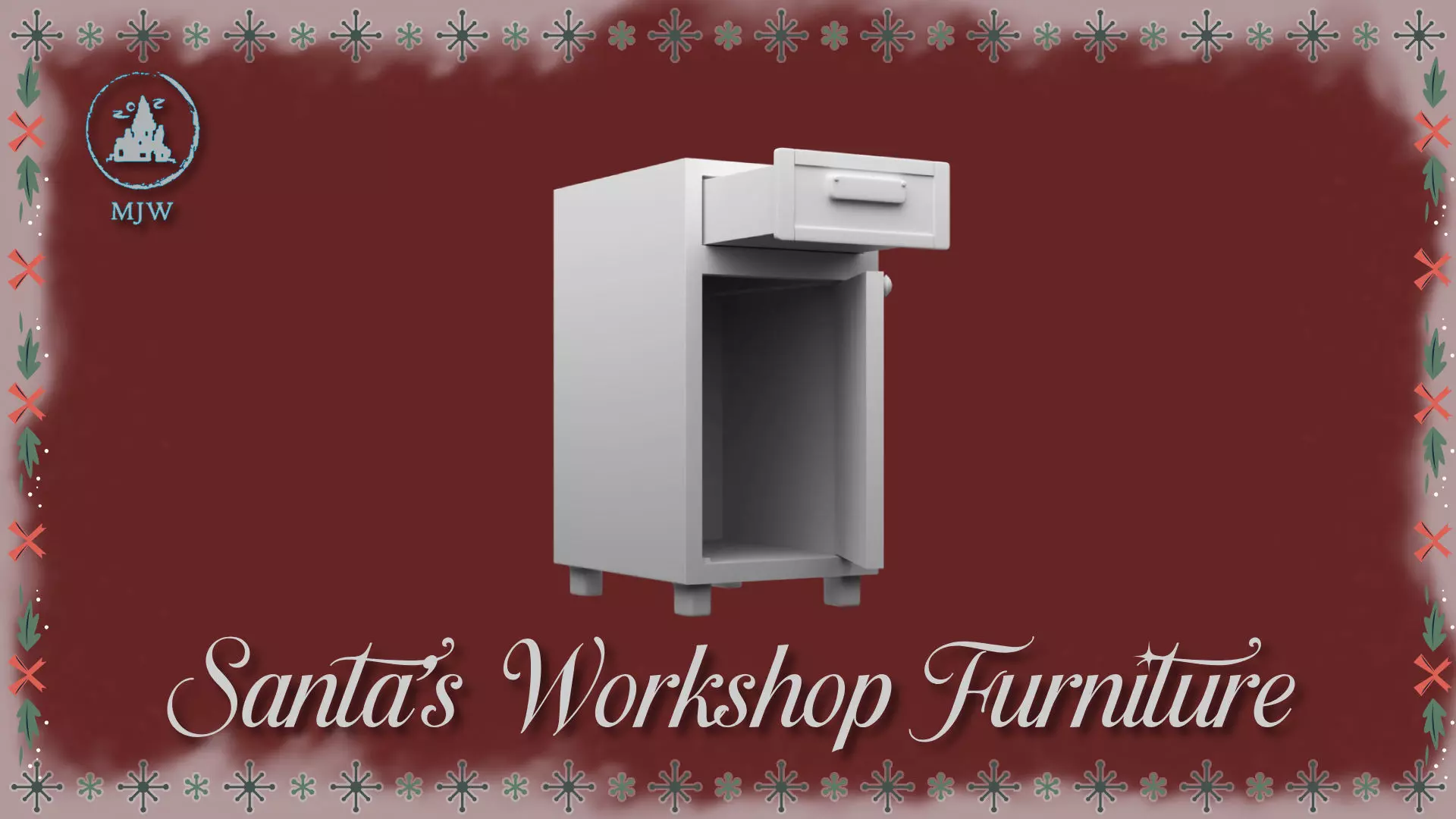 Santa Workshop Furniture Cabinets Tables Shelves and Windows 3D print model_8