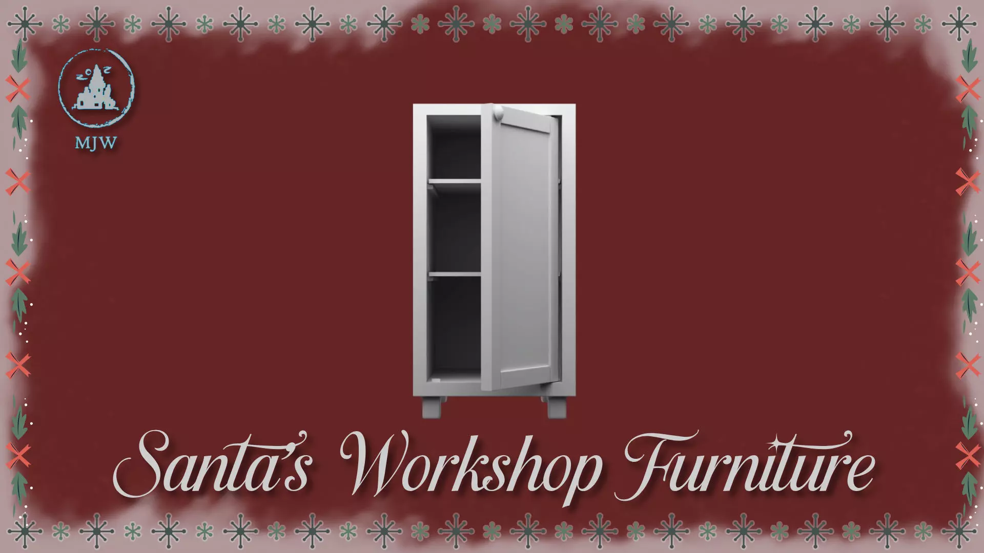 Santa Workshop Furniture Cabinets Tables Shelves and Windows 3D print model_11