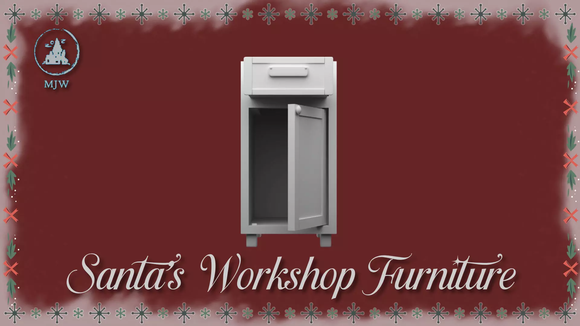 Santa Workshop Furniture Cabinets Tables Shelves and Windows 3D print model_7
