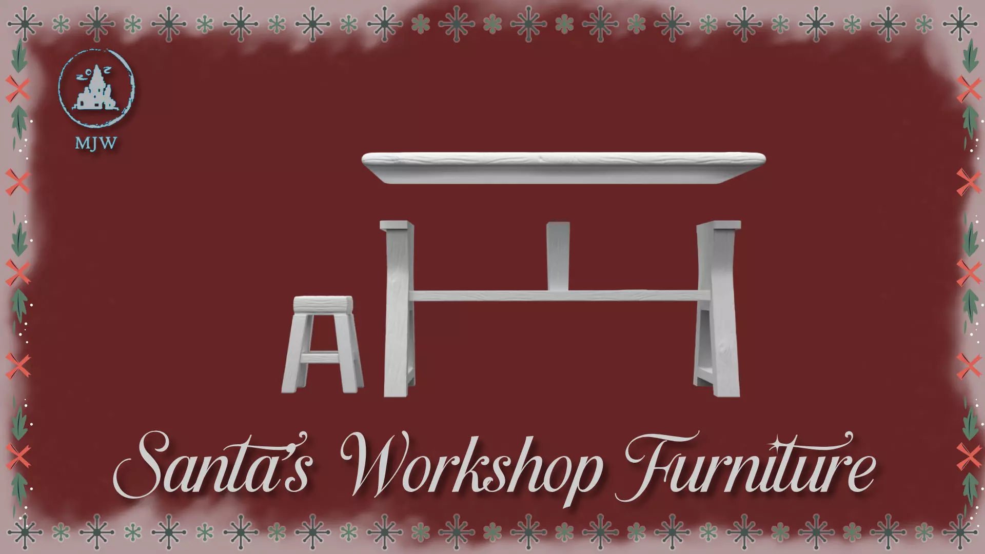 Santa Workshop Furniture Cabinets Tables Shelves and Windows 3D print model_23
