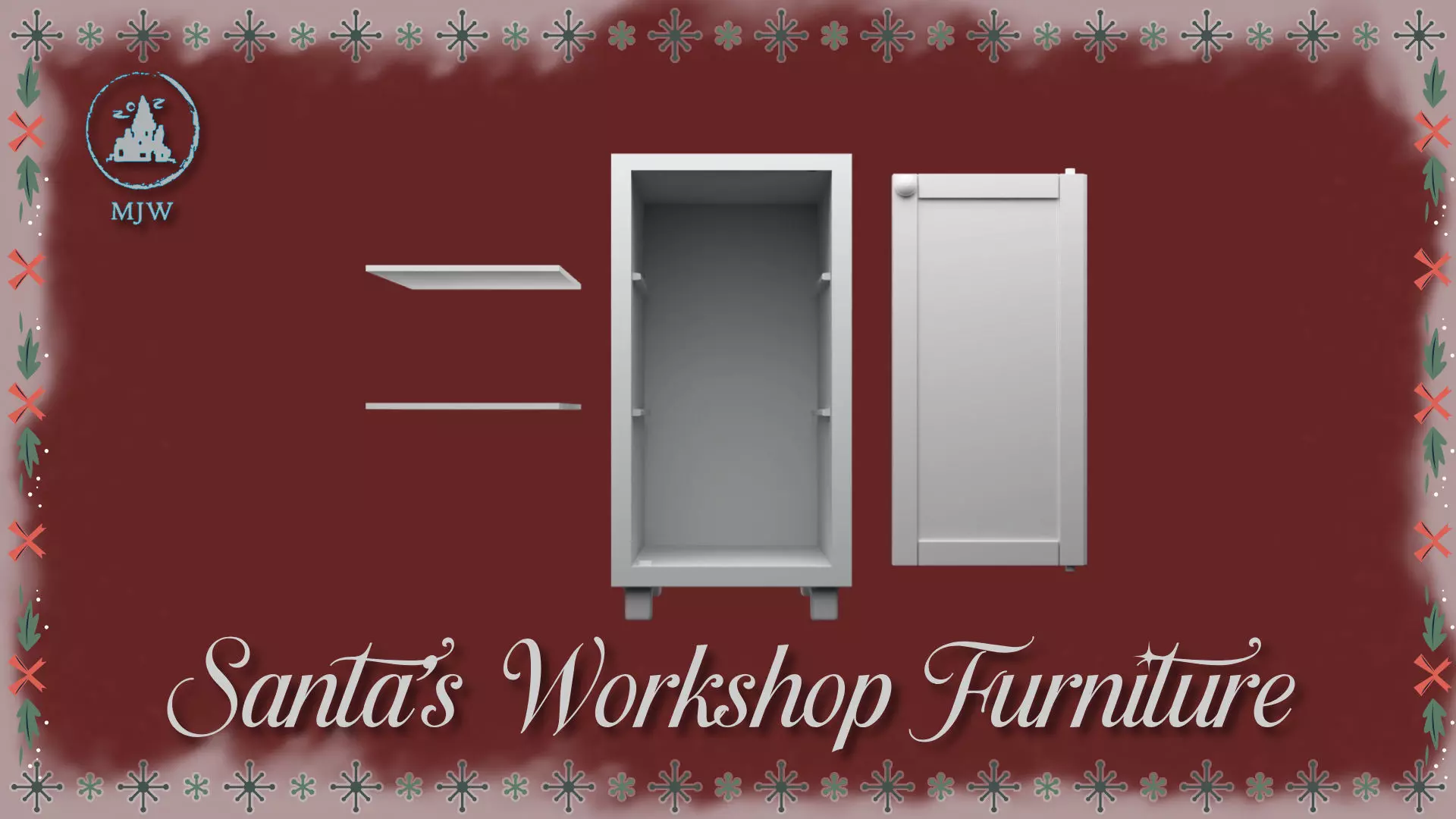 Santa Workshop Furniture Cabinets Tables Shelves and Windows 3D print model_9