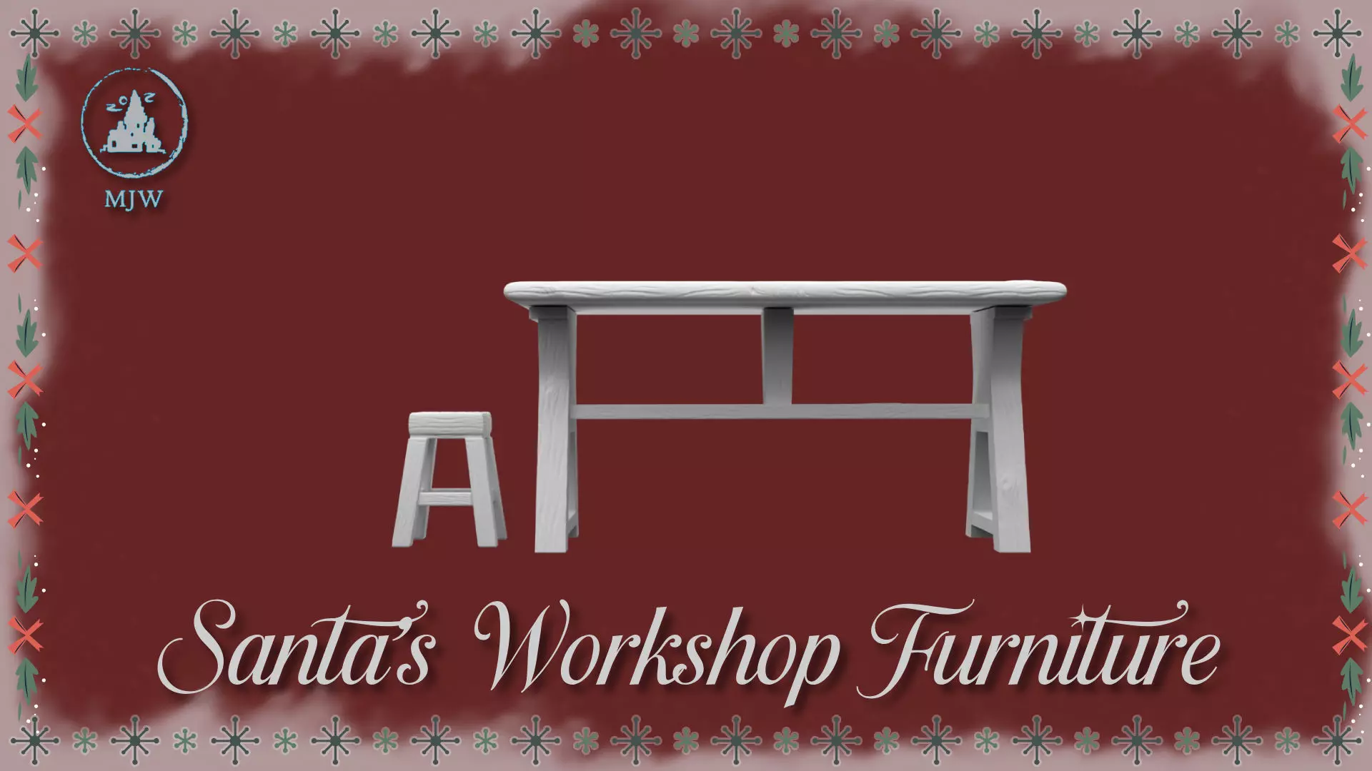 Santa Workshop Furniture Cabinets Tables Shelves and Windows 3D print model_19