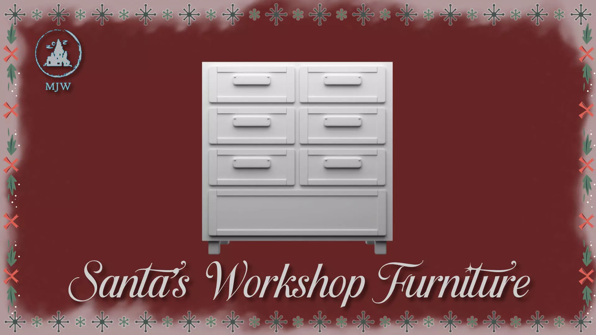 Santa Workshop Furniture Cabinets Tables Shelves and Windows 3D print model_2