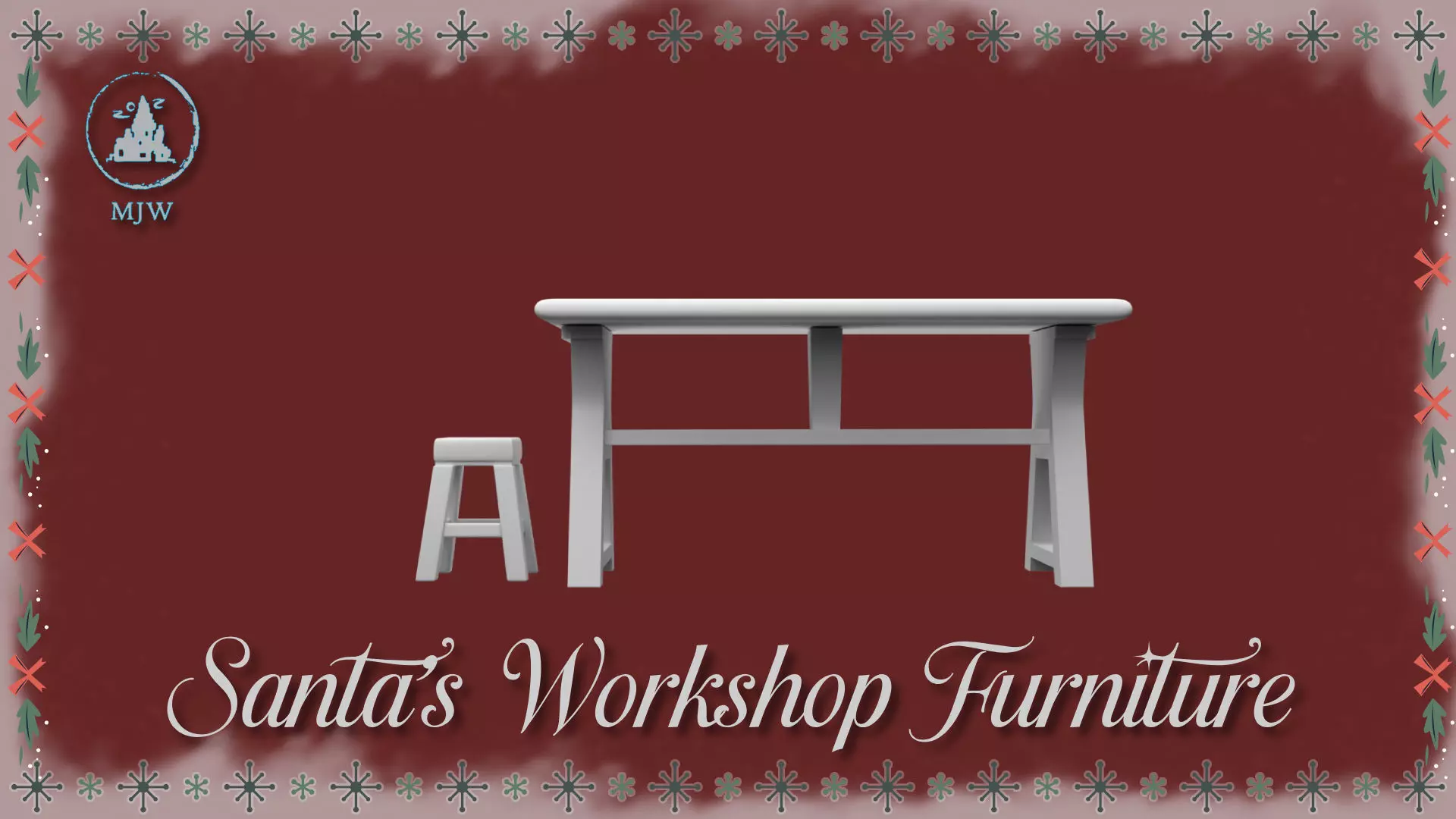 Santa Workshop Furniture Cabinets Tables Shelves and Windows 3D print model_22