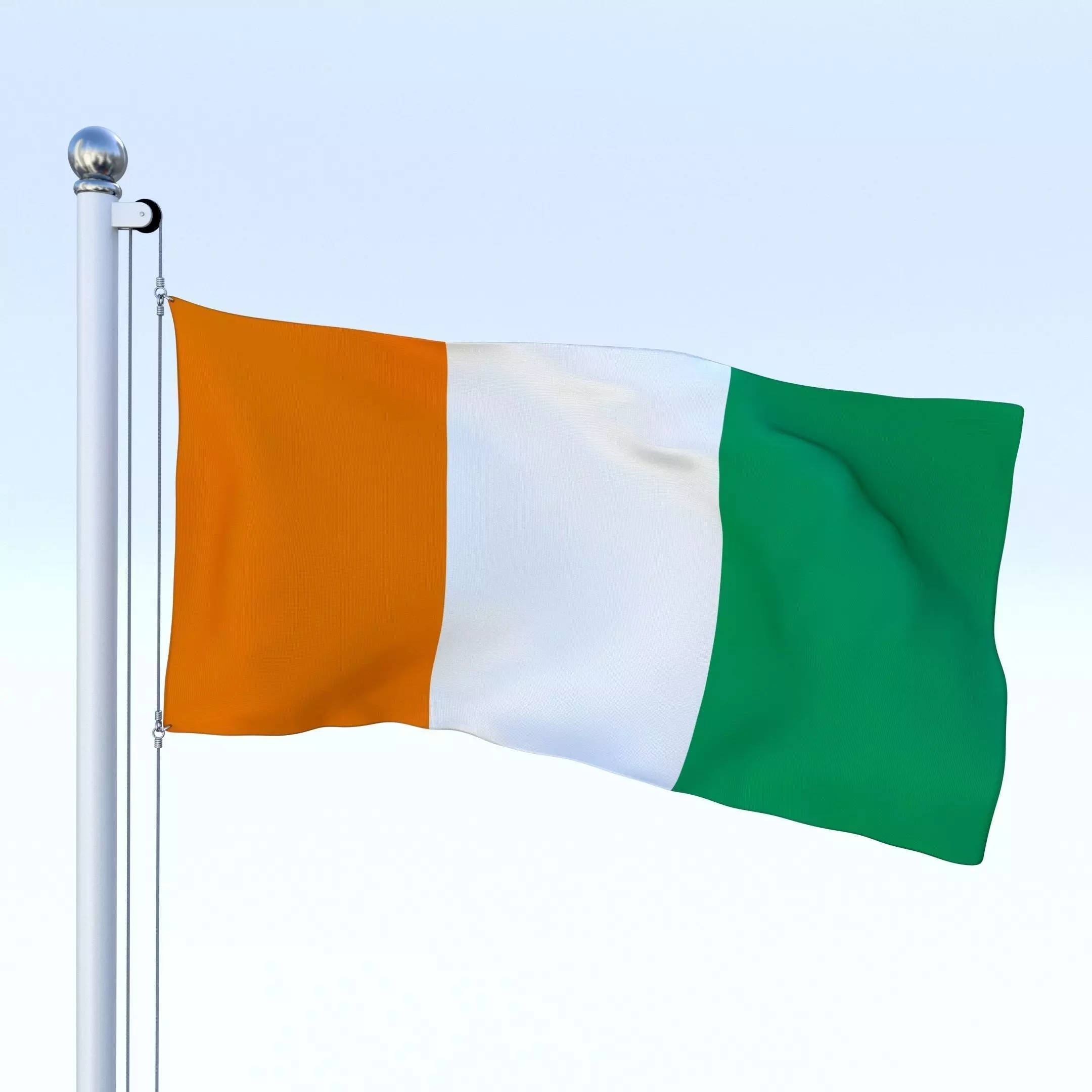 Animated Cote dIvoire Flag Low-poly 3D model