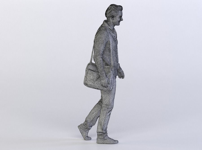 Ben 0211 Man Walking towards Camera, Bag over a Shoulder