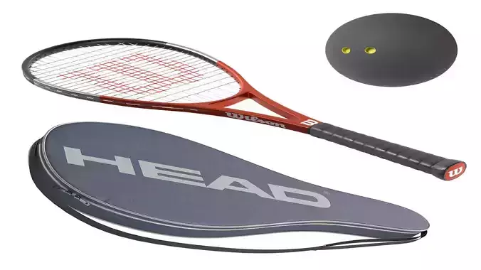 Squash sport set Low-poly 3D model