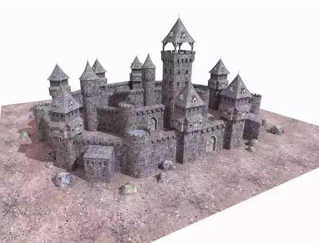 Medieval gothic castle Low-poly 3D model