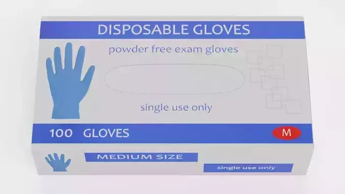 Disposable Gloves Box V1 - White Medical Glove Packaging