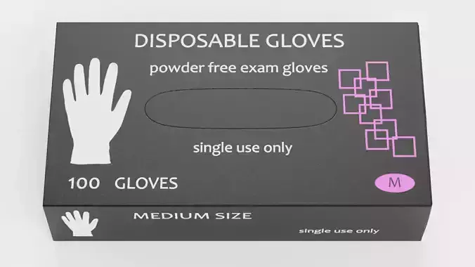 Disposable Gloves Box V2 - Black Medical Glove Packaging