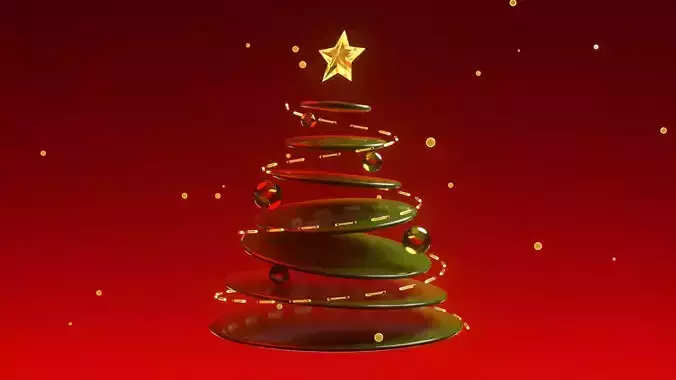 Minimal Christmas Tree Build-Up Animation C4D Scene